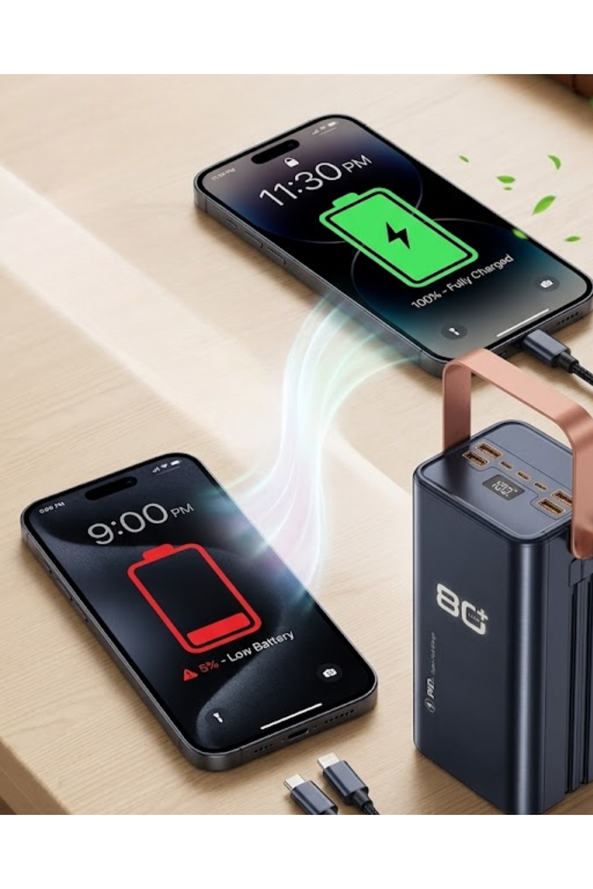 Ultra Güçlü Powerbank 80000 mAh Çoklu Cihaz Şarj Destekli LED Ekranlı Taşınabilir Batarya