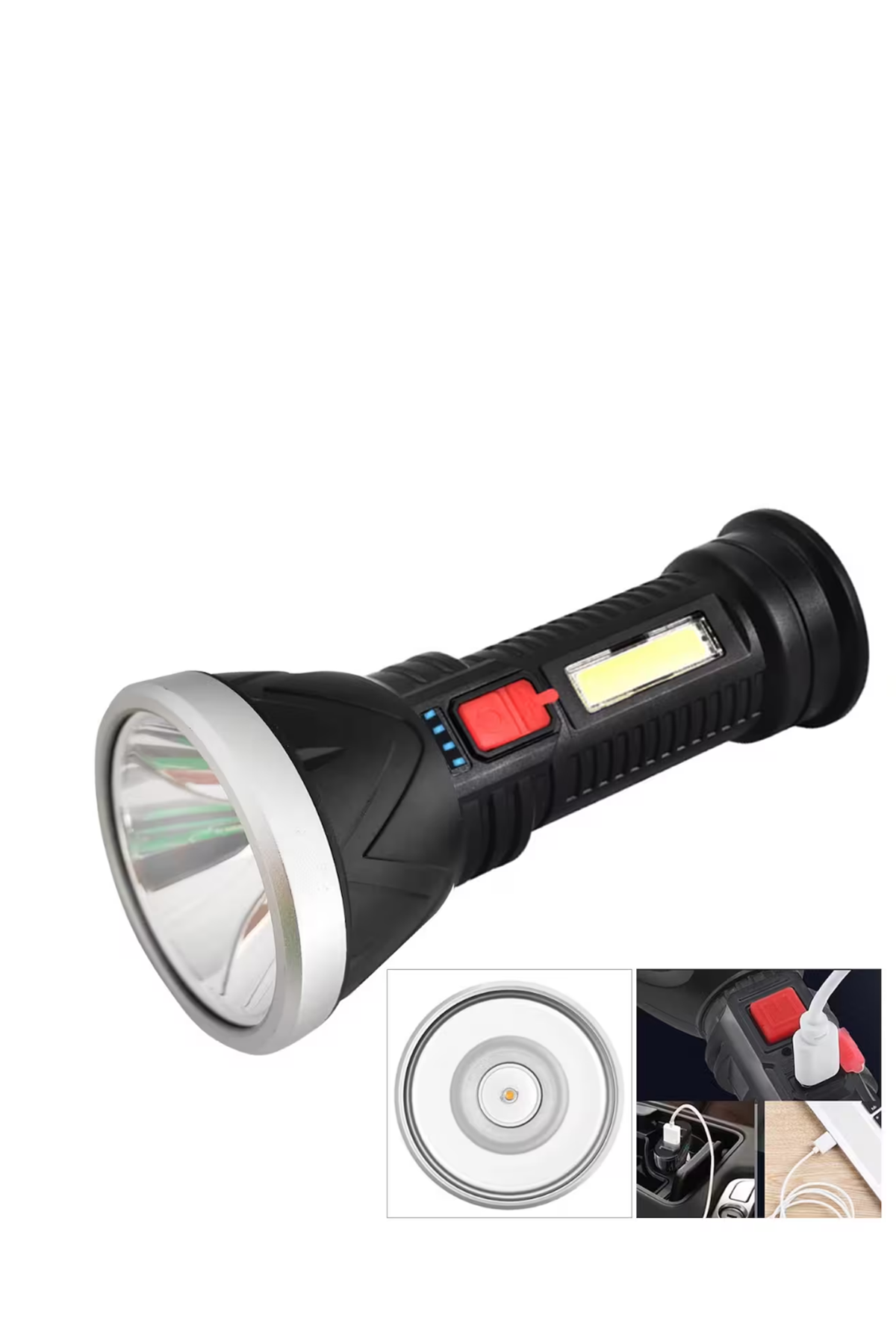 Güçlü Şarjlı El Feneri 9 LED Uzun Menzil ve 4 Işık Modu