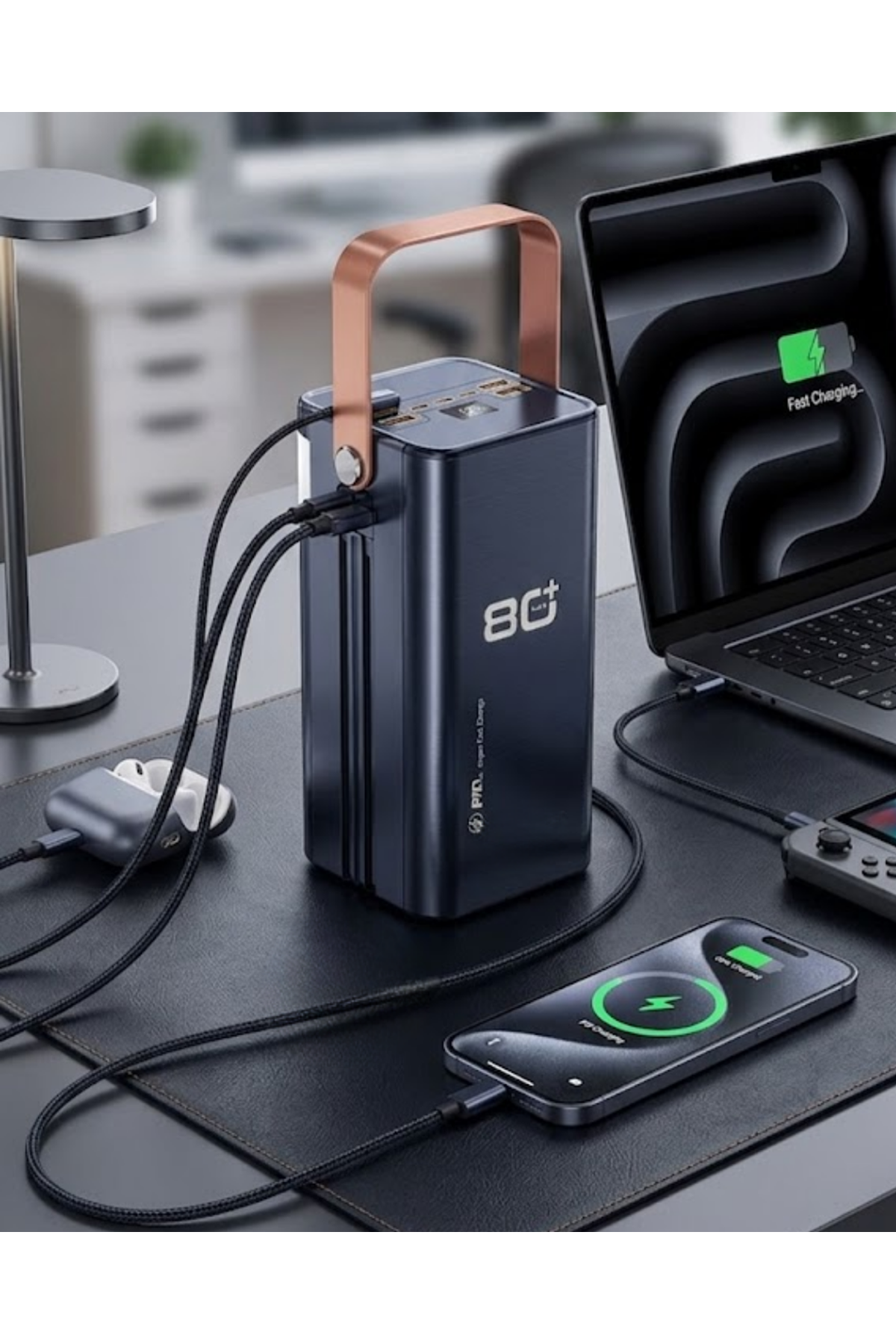 80000 mAh Taşınabilir Powerbank Süper Hızlı Şarj Çoklu Çıkış ve LED Göstergeli