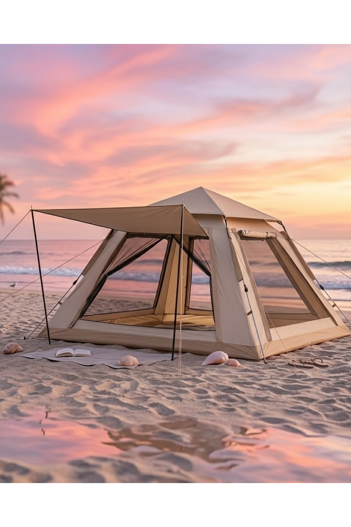 Büyük Aile Kamp Çadırı 240x240x160 cm Gölgelikli 6 Kişilik Outdoor Çadır