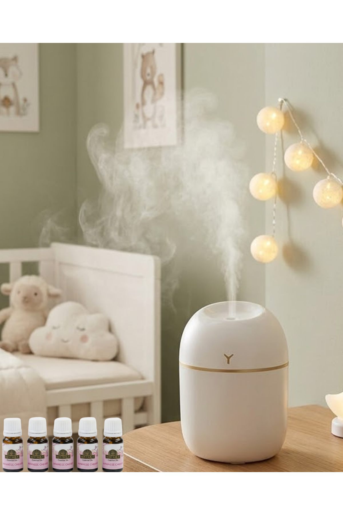 Kompakt Mini Hava Nemlendirici 5 Esans Hediyeli LED Işıklı USB Aromaterapi Cihazı