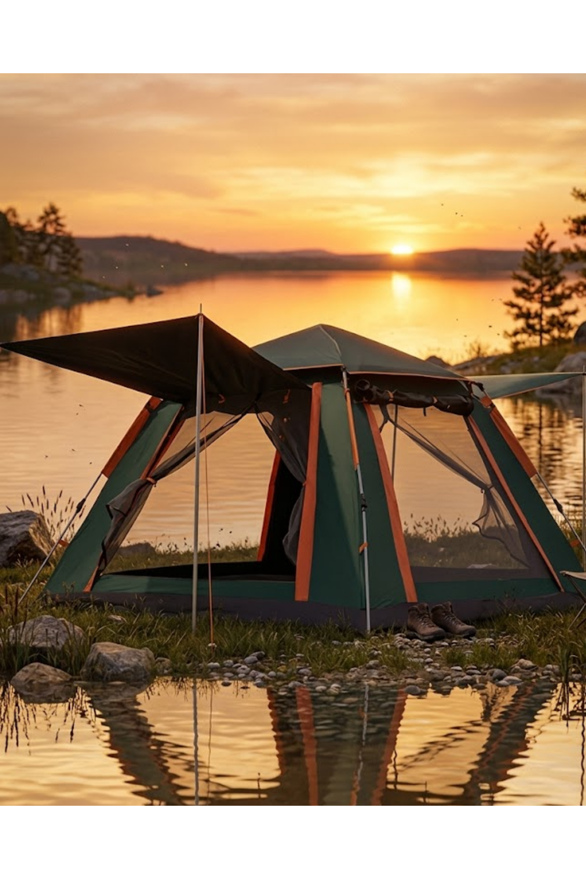 4 5 Kişilik Kamp Çadırı Güneşlikli Suya Dayanıklı Geniş Hacimli Outdoor
