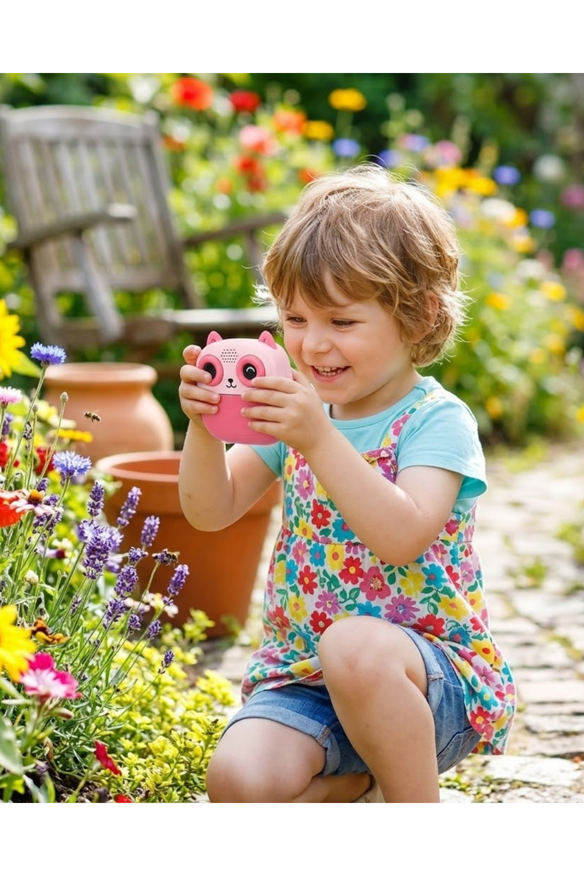 Çocuklar İçin Baskılı Mini Kamera 6 Kalem 5 Kağıt Rulosu Hediyeli Eğlenceli Fotoğraf Makinesi