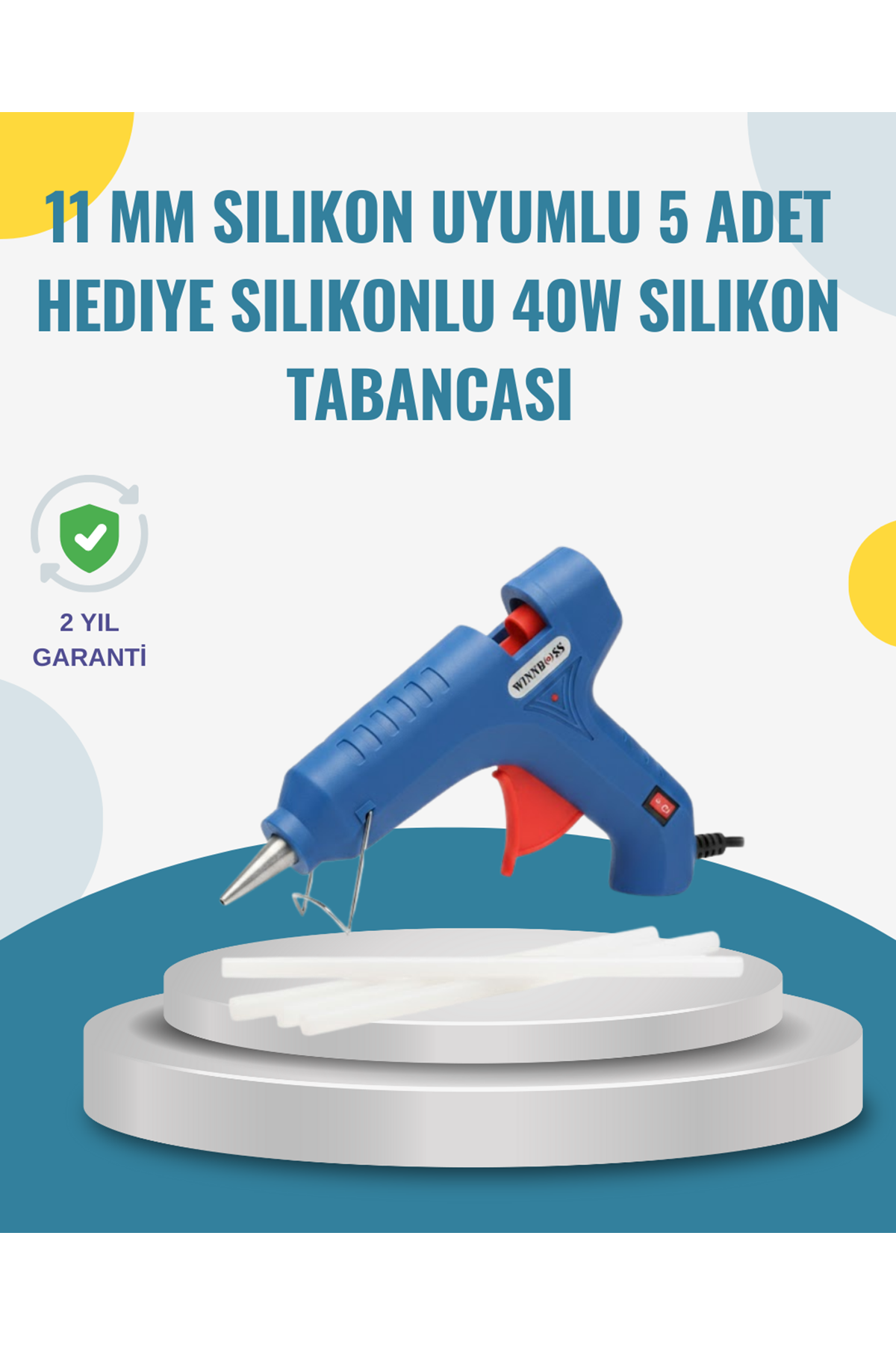 5 Silikon Hediyeli 40W Sıcak Silikon Tabancası Pratik Güçlü Kullanım
