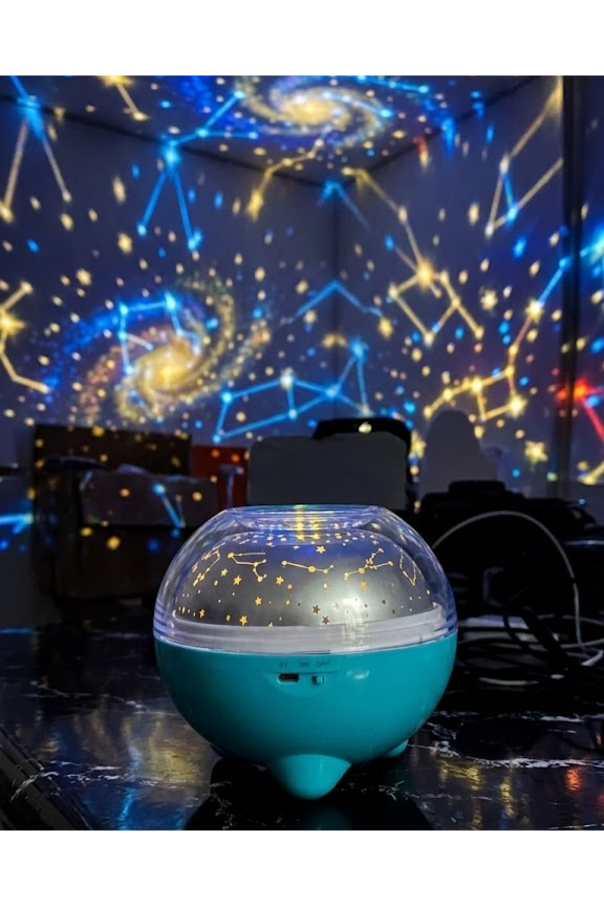 Çok Renkli LED Yıldız Projektör Gece Lambası Bluetooth Müzik Çalar ve Kumandalı Kontrol