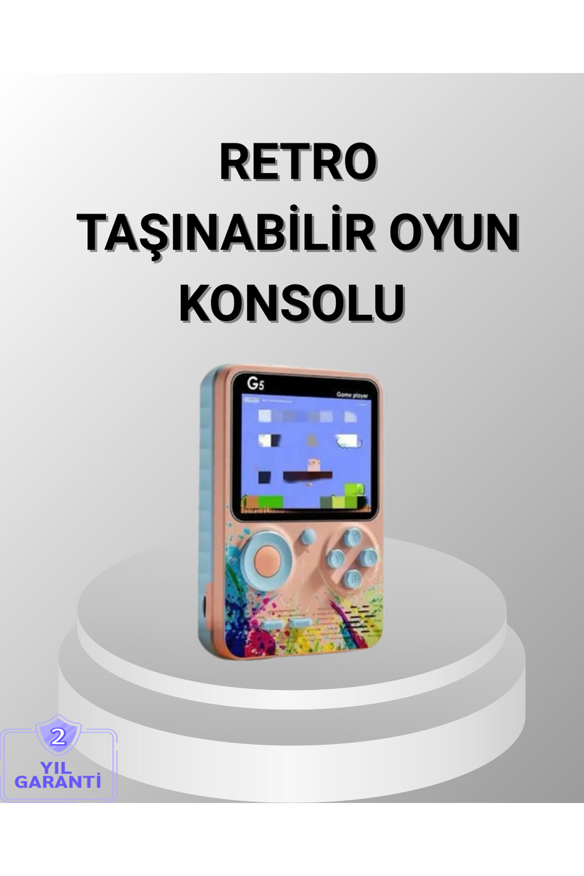 Mini Retro Oyun Konsolu 500 Oyunlu 3.0 İnç Ekran ve Şarjlı Batarya