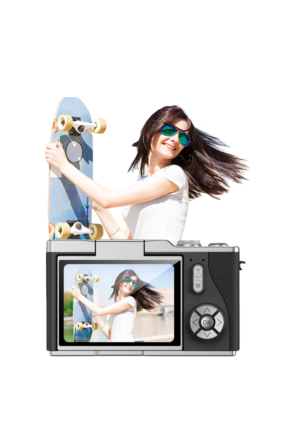 Kompakt 4K Dijital Kamera 48 MP Sensör 8X Zoom Flip Ekran Vlog ve Selfie Uyumlu