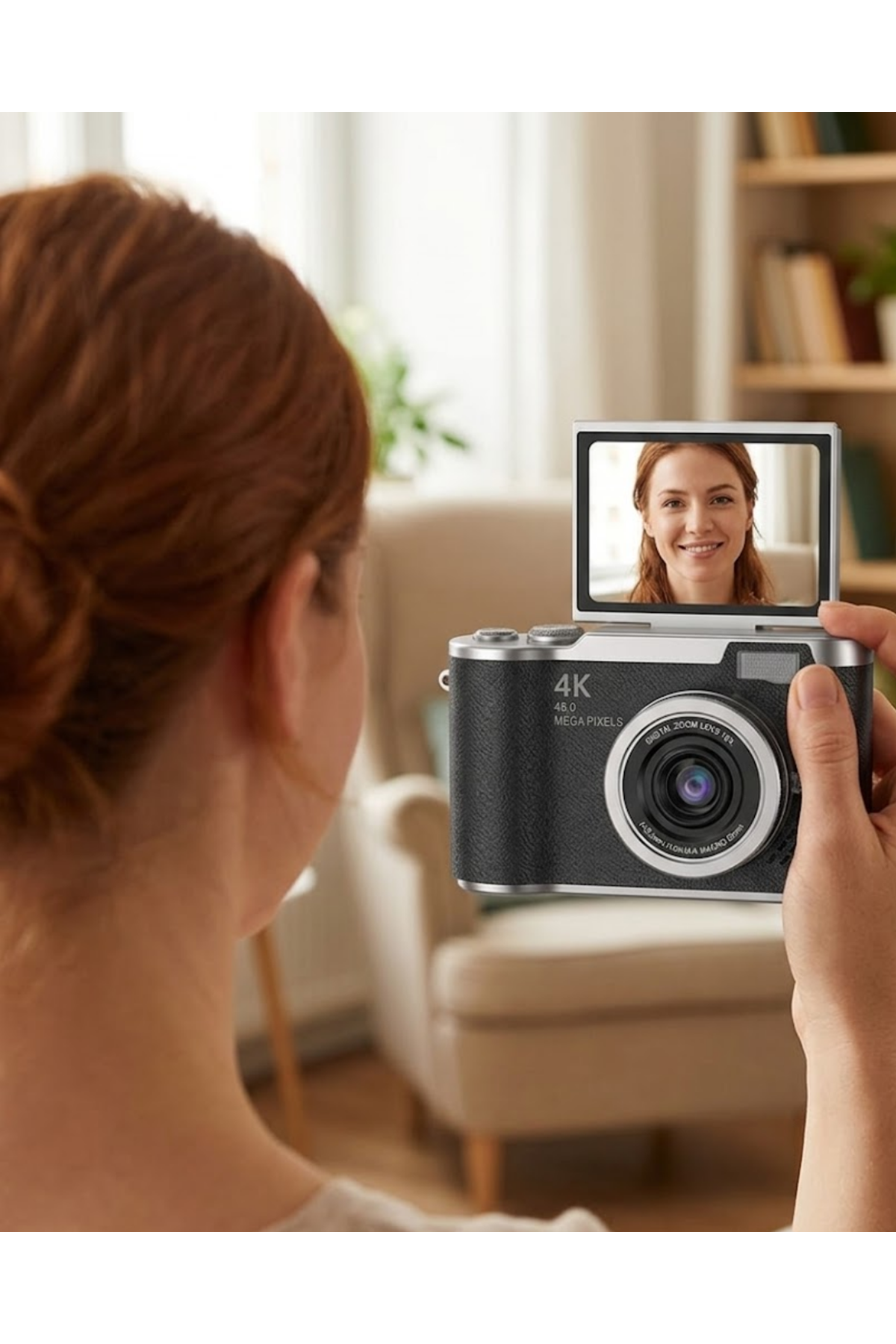 4K Video Çekim Özellikli Dijital Kamera 48 MP 8X Zoom ve 180 Derece Döner Ekranlı