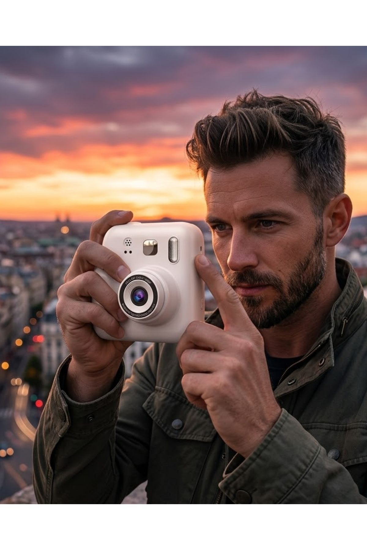 Eğlenceli Baskılı Çocuk Fotoğraf Makinesi Video Çekim 4 Rulo Kağıt 5 Kalem Set