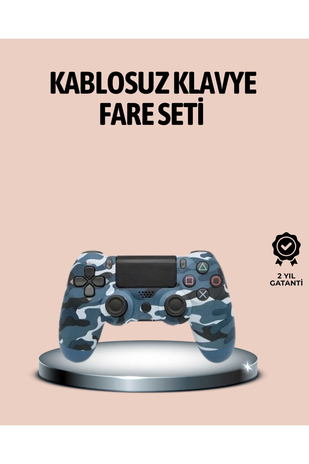 Bluetooth Kablosuz PS4 Gamepad Çift Motorlu Siyah Controller