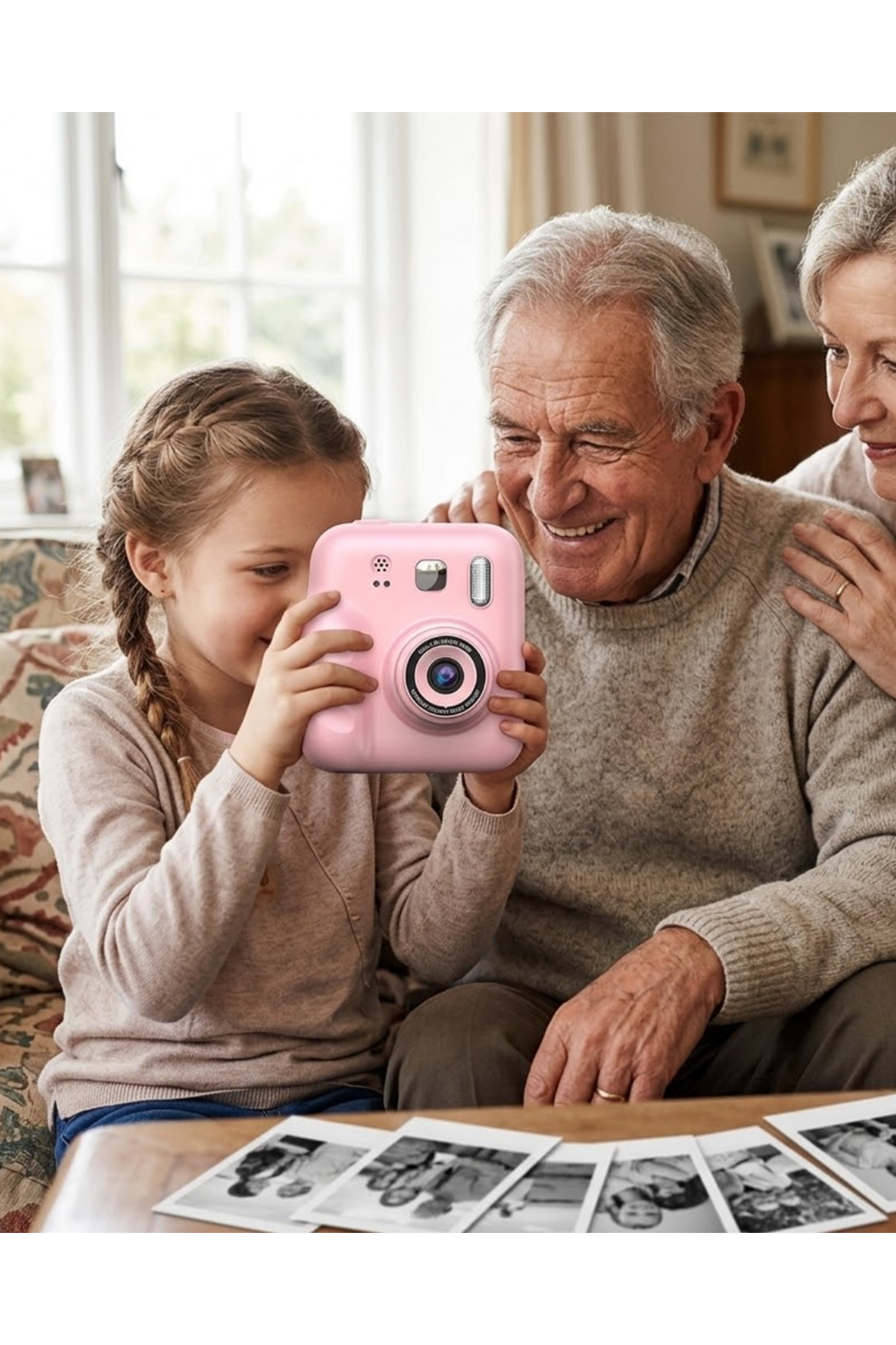 HD Ekranlı Çocuk Fotoğraf Makinesi Video Kayıt ve Baskı Kağıdı Kalem Hediyeli
