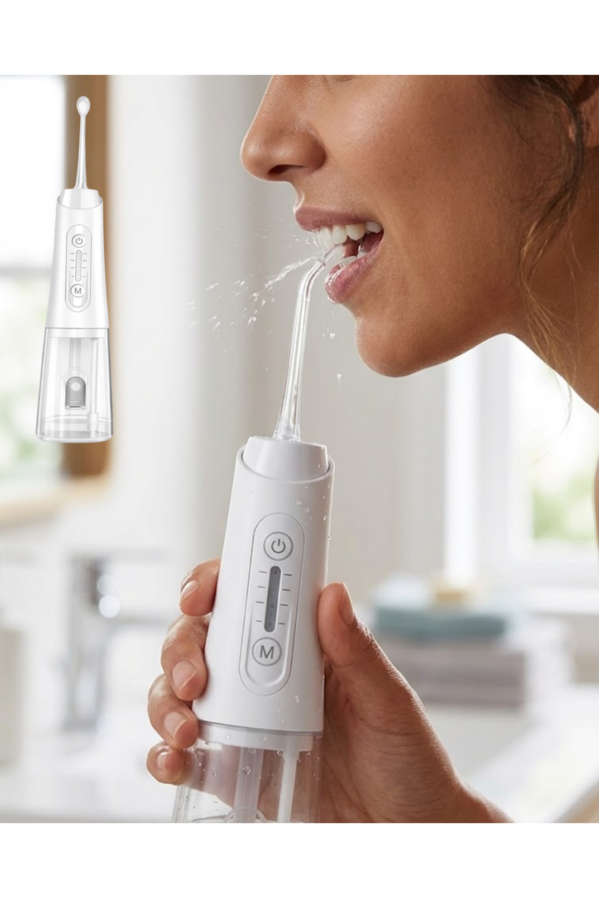 Kablosuz Ağız Duşu 320 ml Su Tanklı 4 Modlu 5 Başlıklı Temizlik Cihazı
