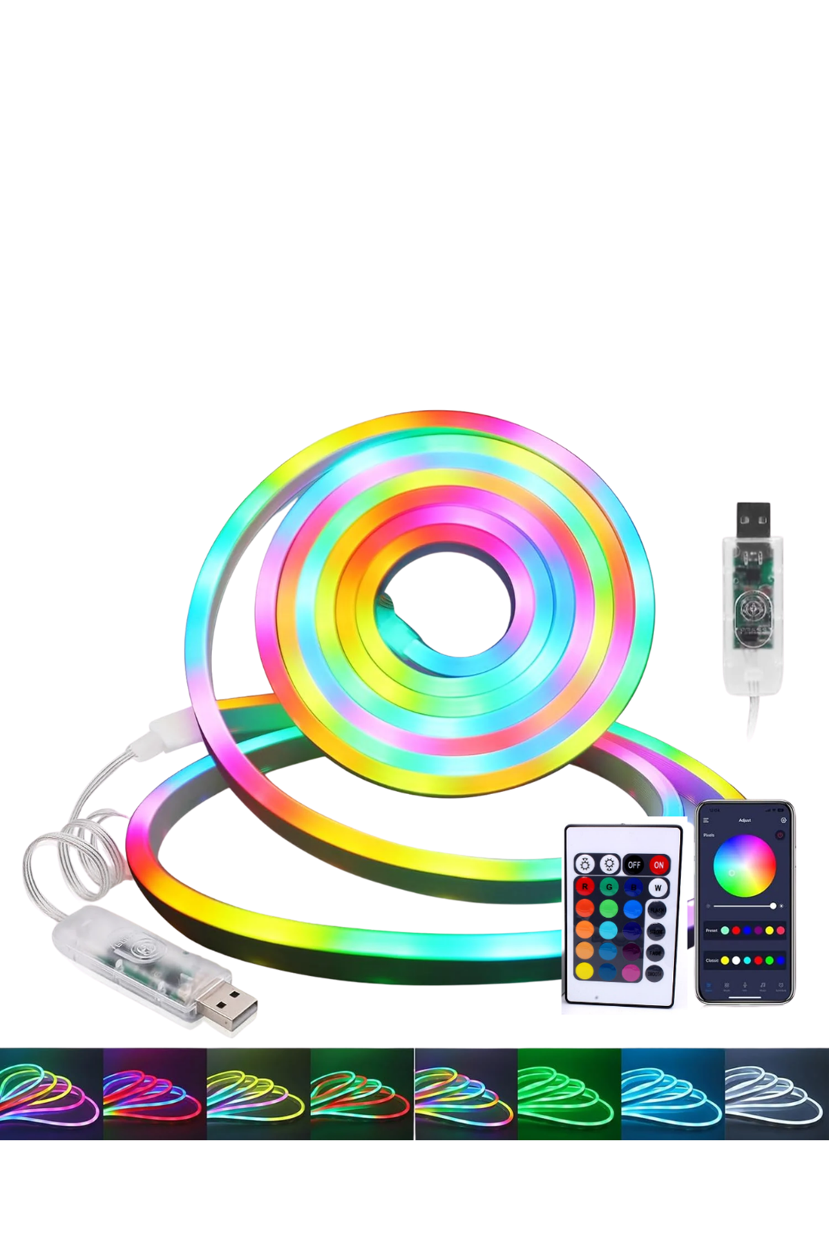 3 Metre RGB Akıllı Neon LED Şerit Işık Telefon ve Kumanda Kontrollü Ambiyans Aydınlatma