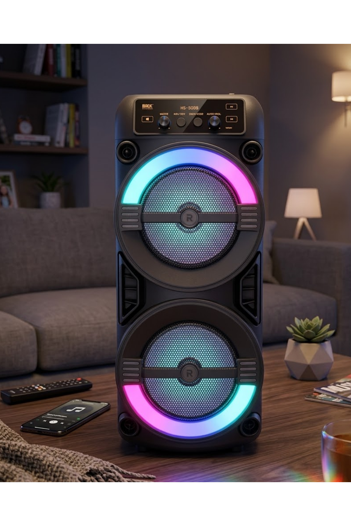 RGB Işıklı Taşınabilir Bluetooth Hoparlör Güçlü Stereo Ses