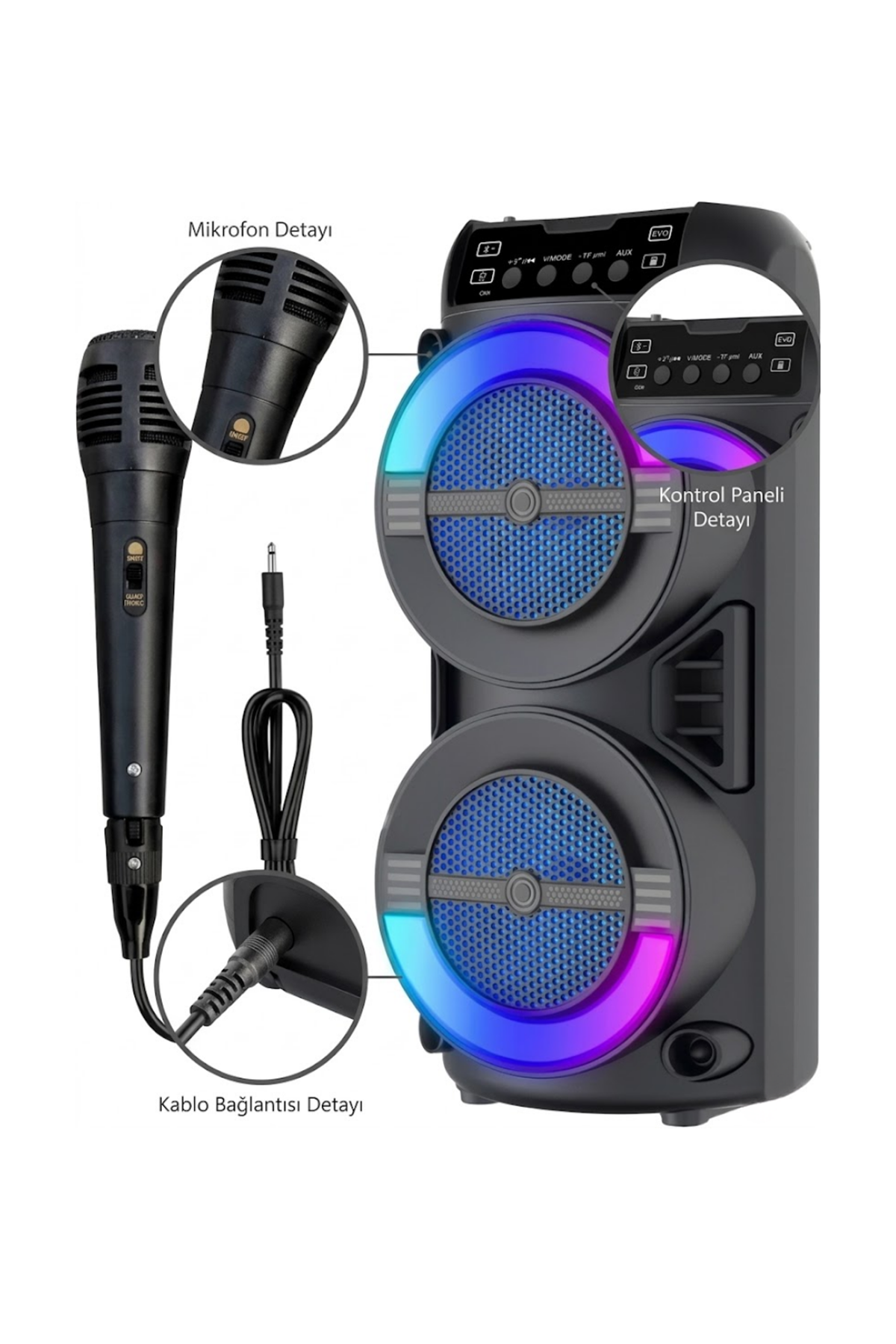 Kablosuz Bluetooth Hoparlör LED Işıklı USB ve TF Kart Destekli