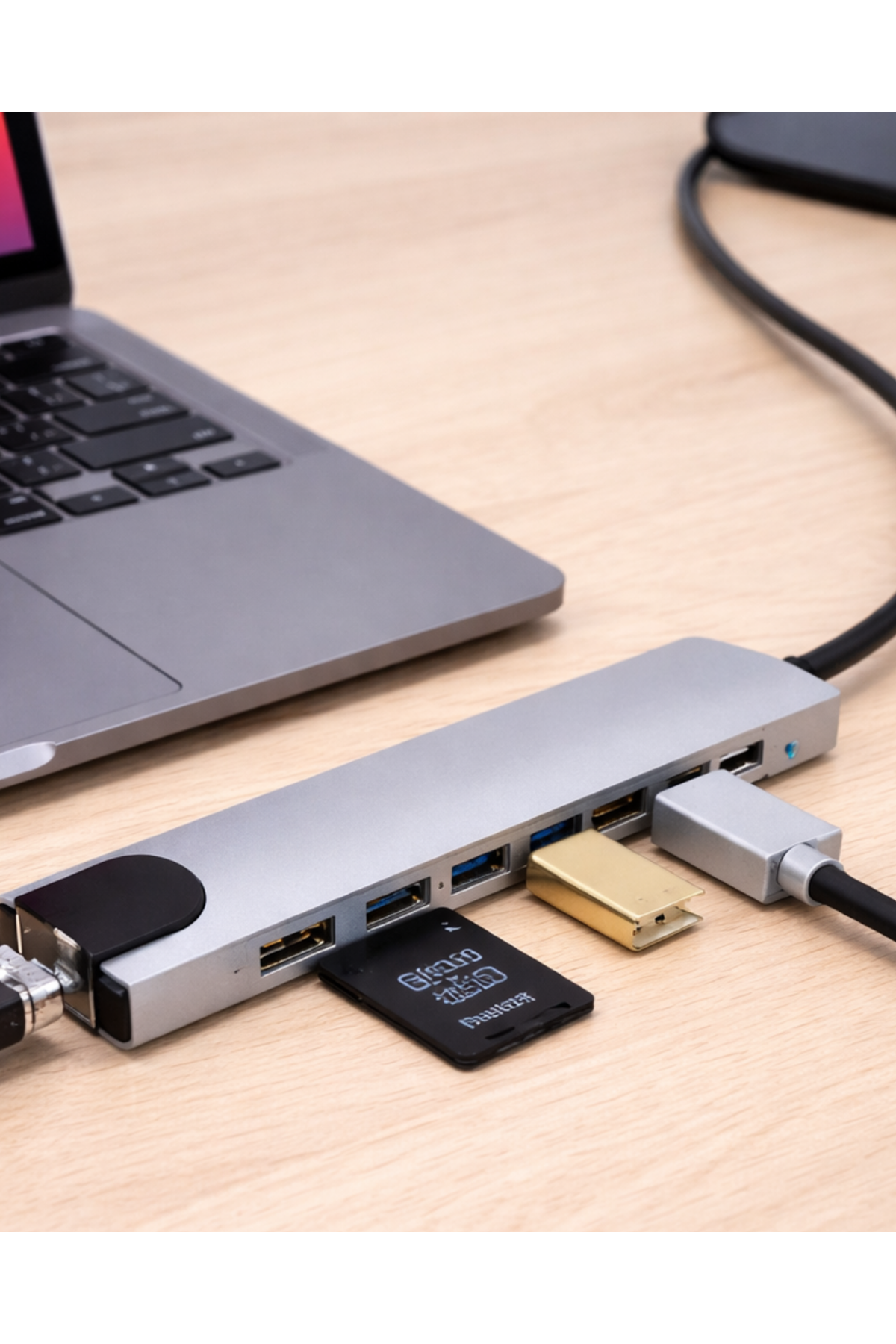 USB C Çoklu Port Adaptör HDMI USB Ethernet SD Kart Hub