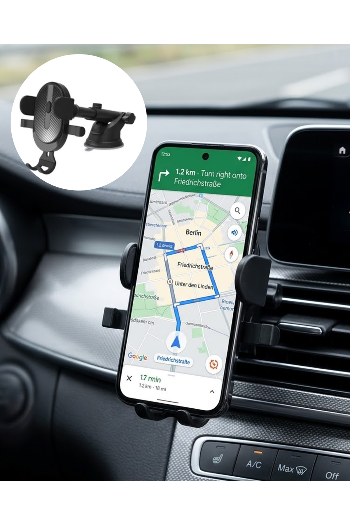 Araç Havalandırma Telefon Tutucu 360 Derece Döner Otomatik Kilitli Stand