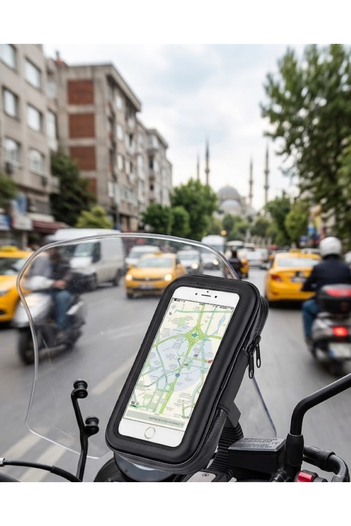 Su Geçirmez Motosiklet Telefon Tutucu Evrensel Gidon Montaj Navigasyon Standı