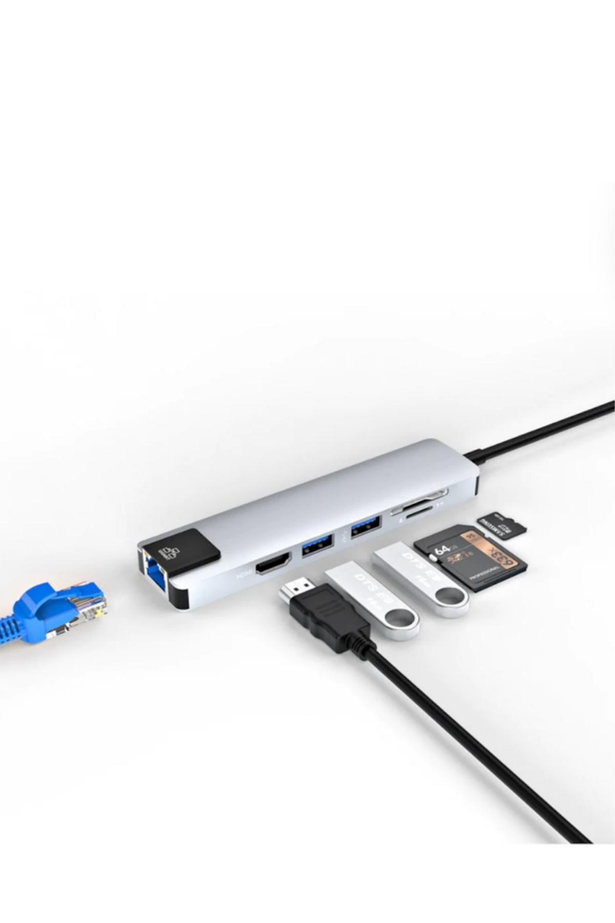 8 Port Type C Hub USB HDMI RJ45 SD TF Kart Okuyucu Çoklayıcı