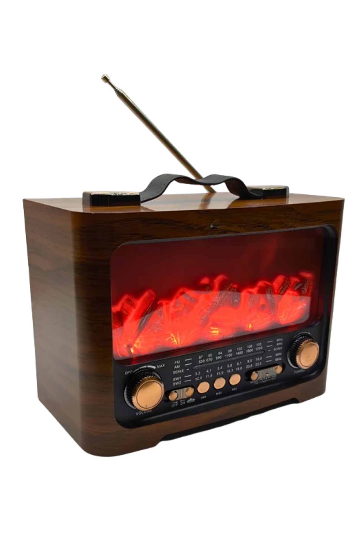 Retro Şömine Tasarımlı Bluetooth Hoparlör FM Radyo USB TF Kart Müzik Çalar
