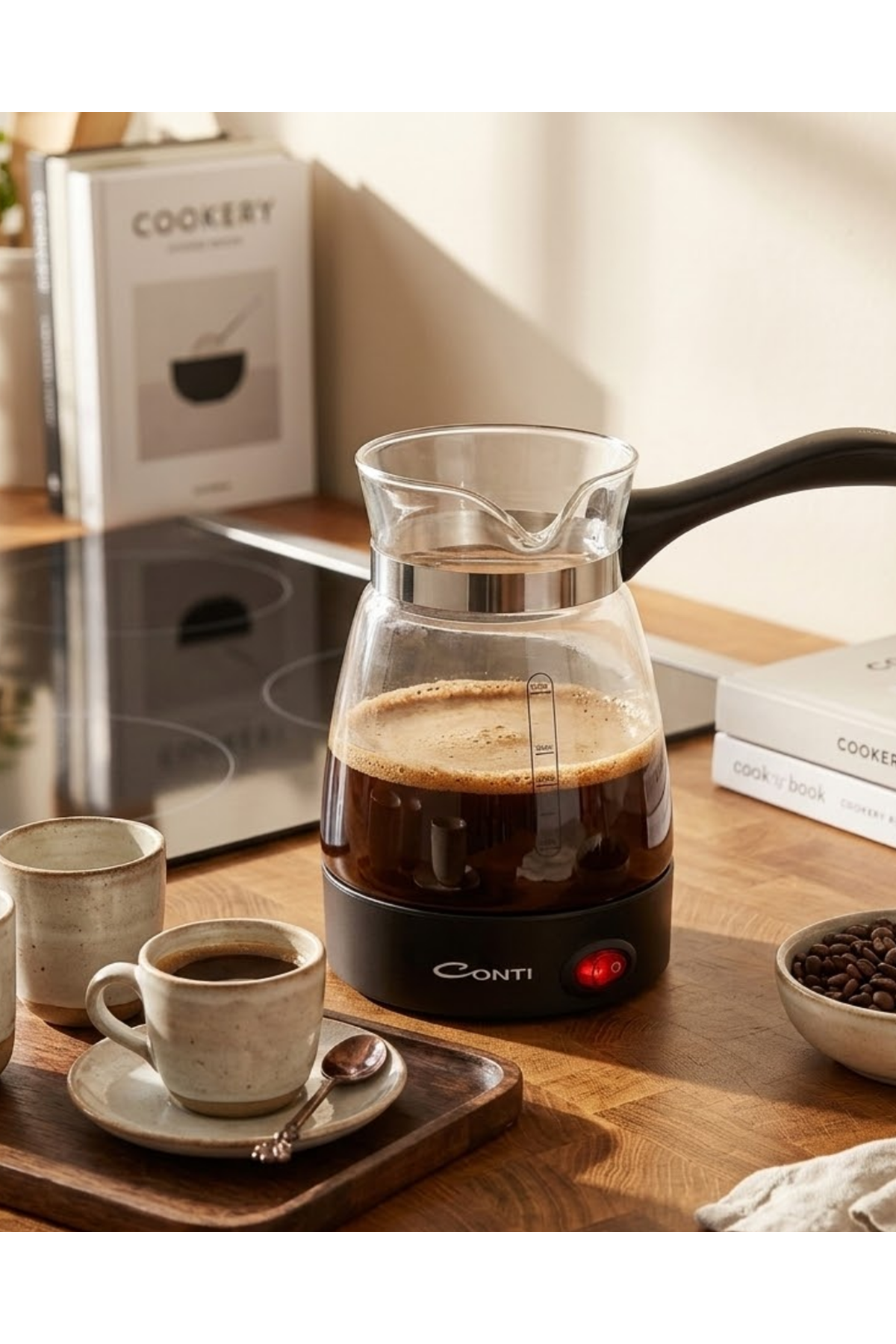 Cam Kahve Makinesi 650W 0.5 Litre 5 Fincan Kapasiteli Elektrikli Türk Kahvesi Makinesi