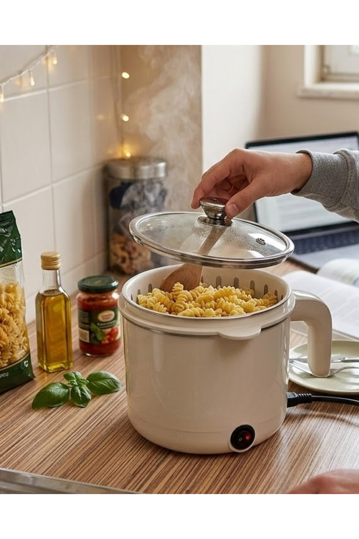 Elektrikli Mini Tencere 1 Litre Çorba Pilav Makarna Pişirici Çok Fonksiyonlu