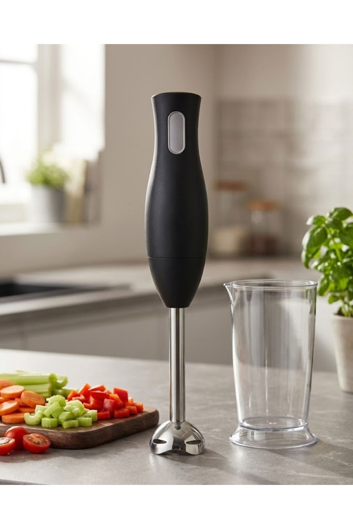 El Blenderı Paslanmaz Çelik Metal Ayaklı Ergonomik Tasarımlı Mutfak Blender