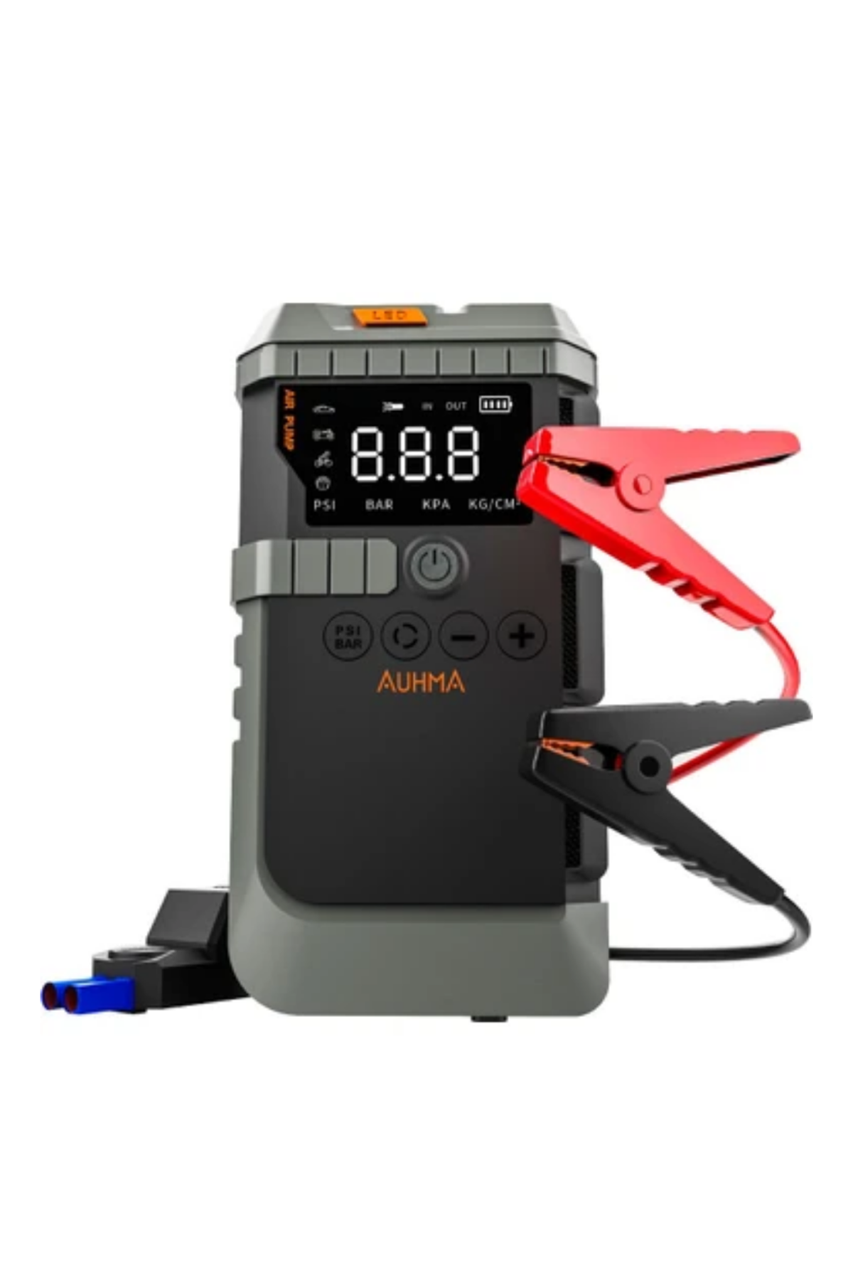 Taşınabilir Araç Çalıştırma Jump Starter Hava Pompası Dijital Basınç Göstergeli Güç Bankası