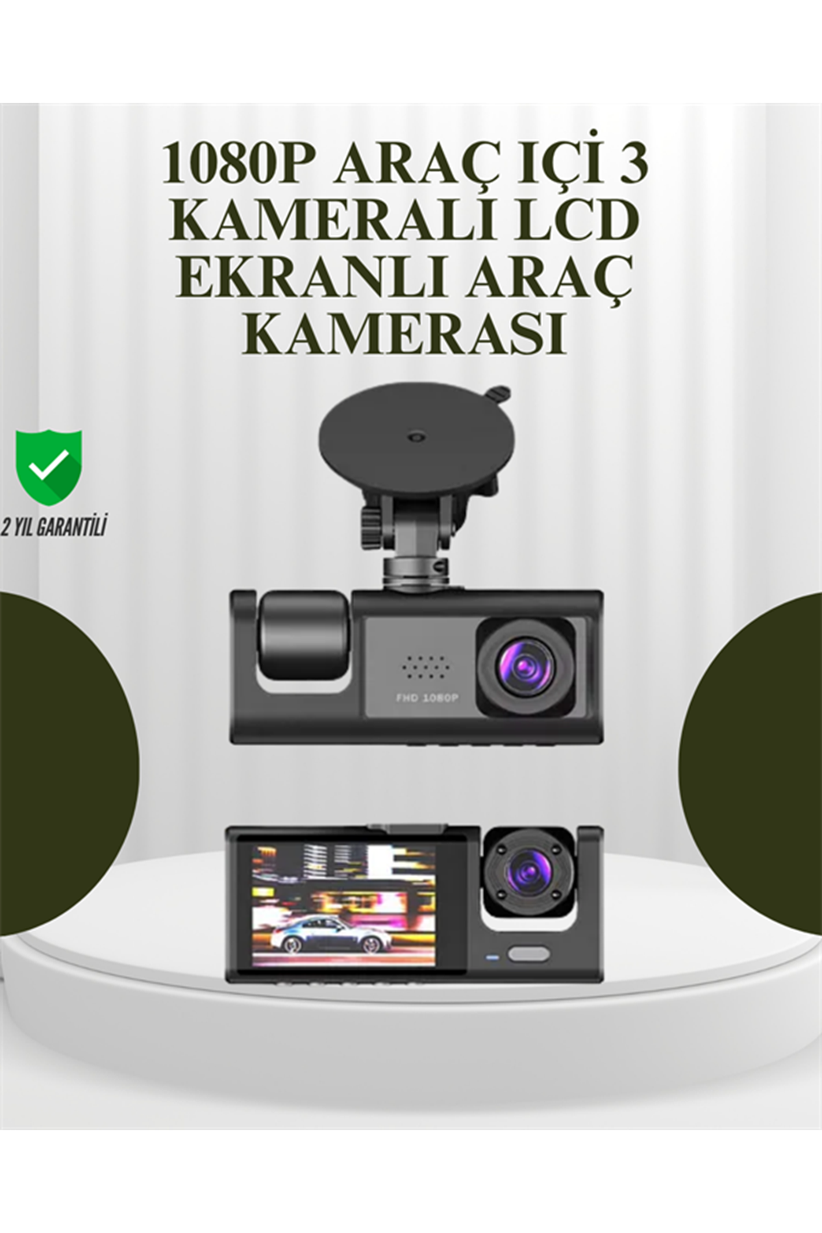G-Sensörlü 3'lü Kayıtlı Araç Kamerası