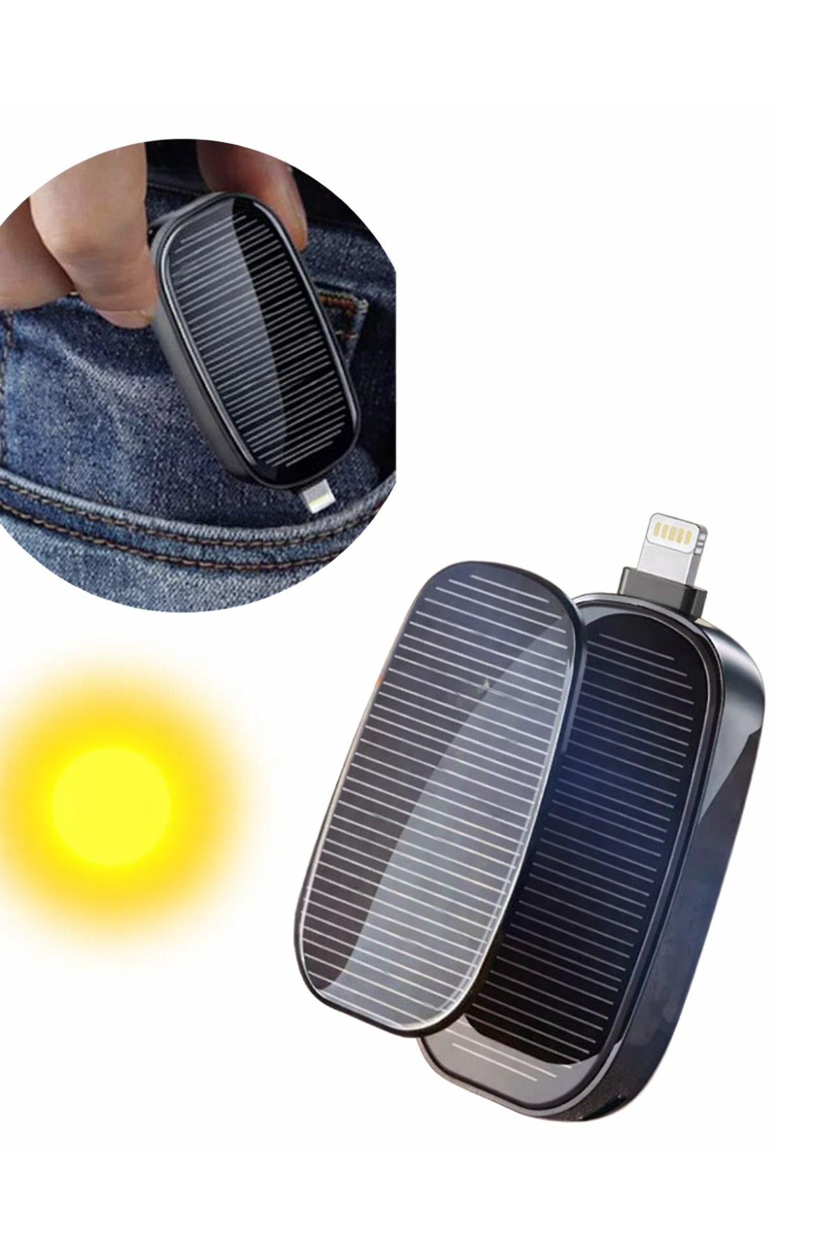 Güneş Enerjili Mini Powerbank 1200mAh Ultra İnce Taşınabilir