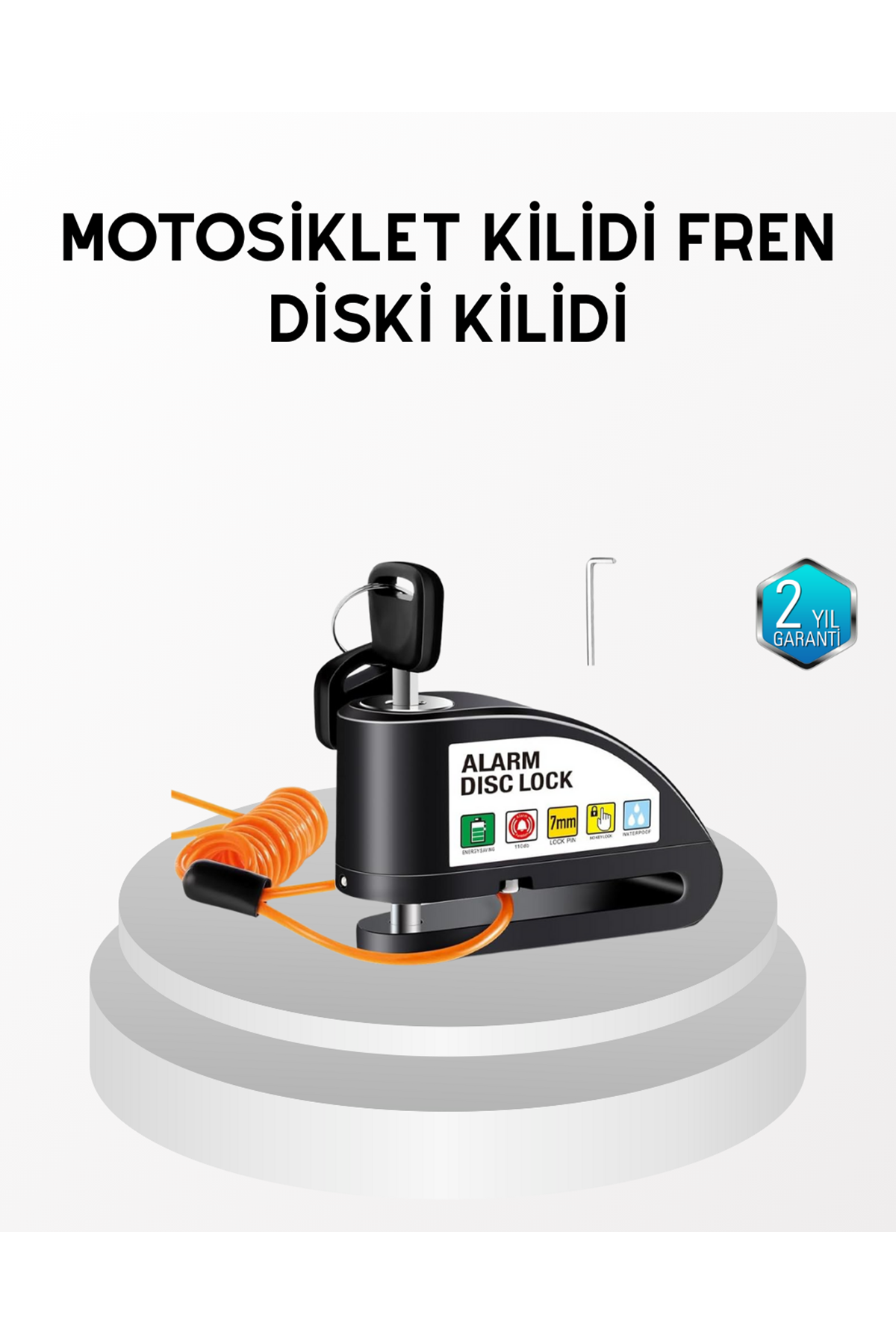 Anti Hırsızlık 110 dB Alarm Disk Fren Kilidi Suya Dayanıklı Çelik Güvenlik Kilidi