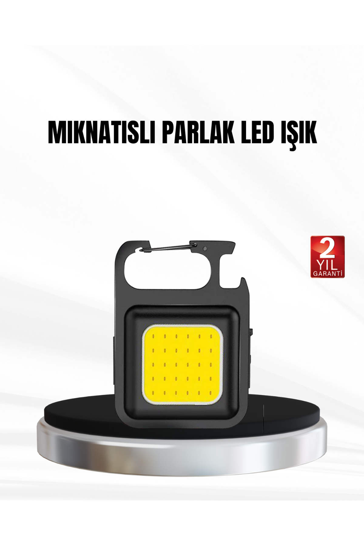 Şarjlı COB LED Anahtarlık Fener – 4 Modlu, Manyetik ve Katlanabilir Standlı