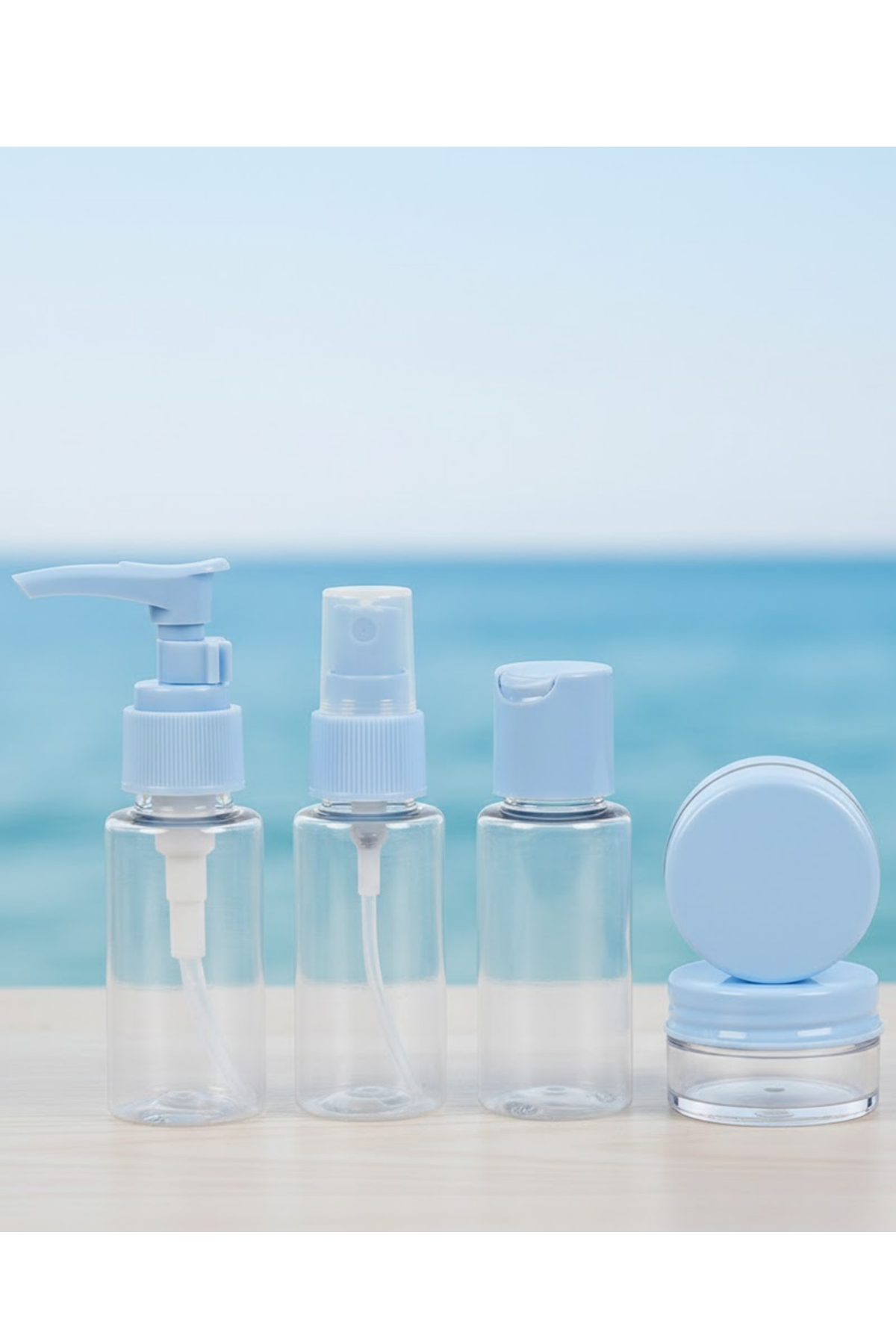 5’li Seyahat Dolum Şişe Seti 30 ml Şeffaf Taşıma Çantalı