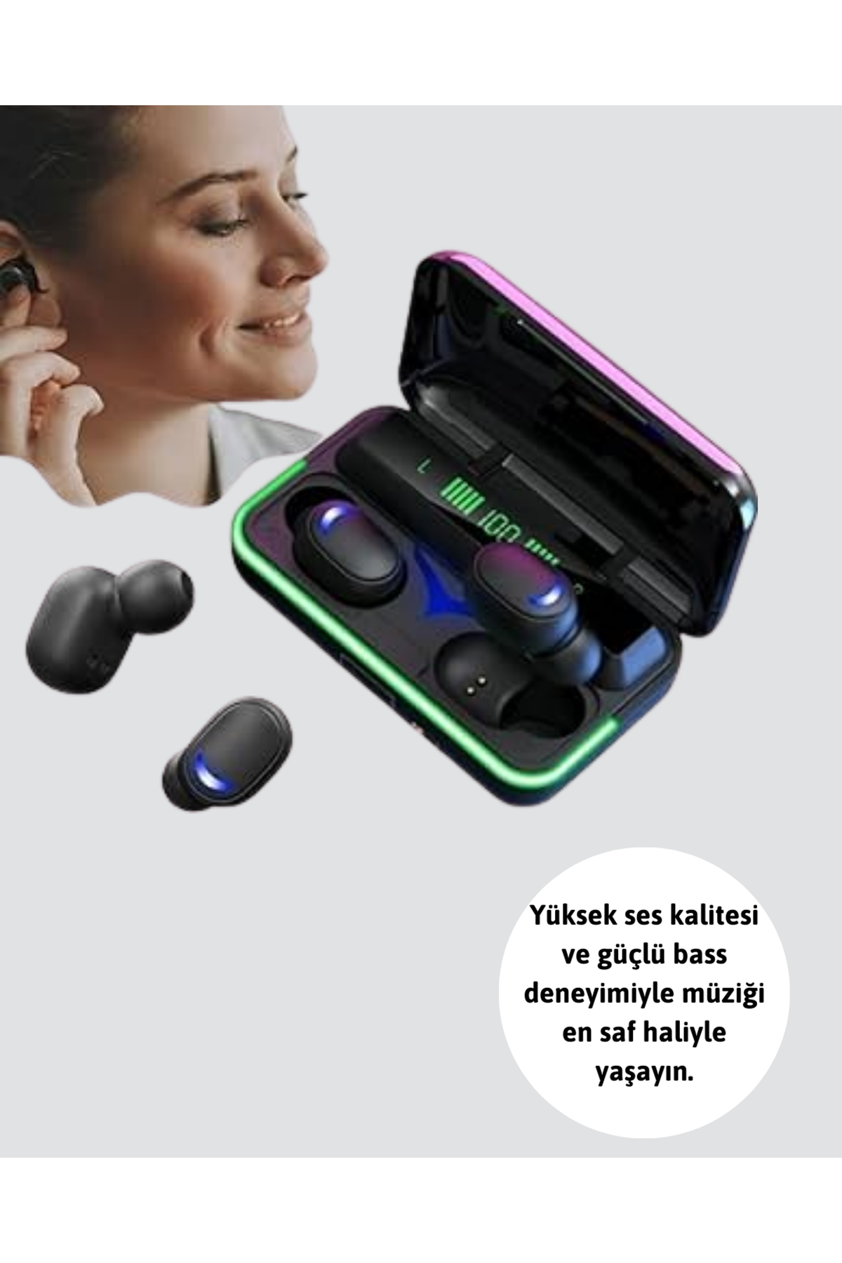 Powerbank Özellikli Bluetooth 5.1 Kulaklık Oyun ve Müzik İçin