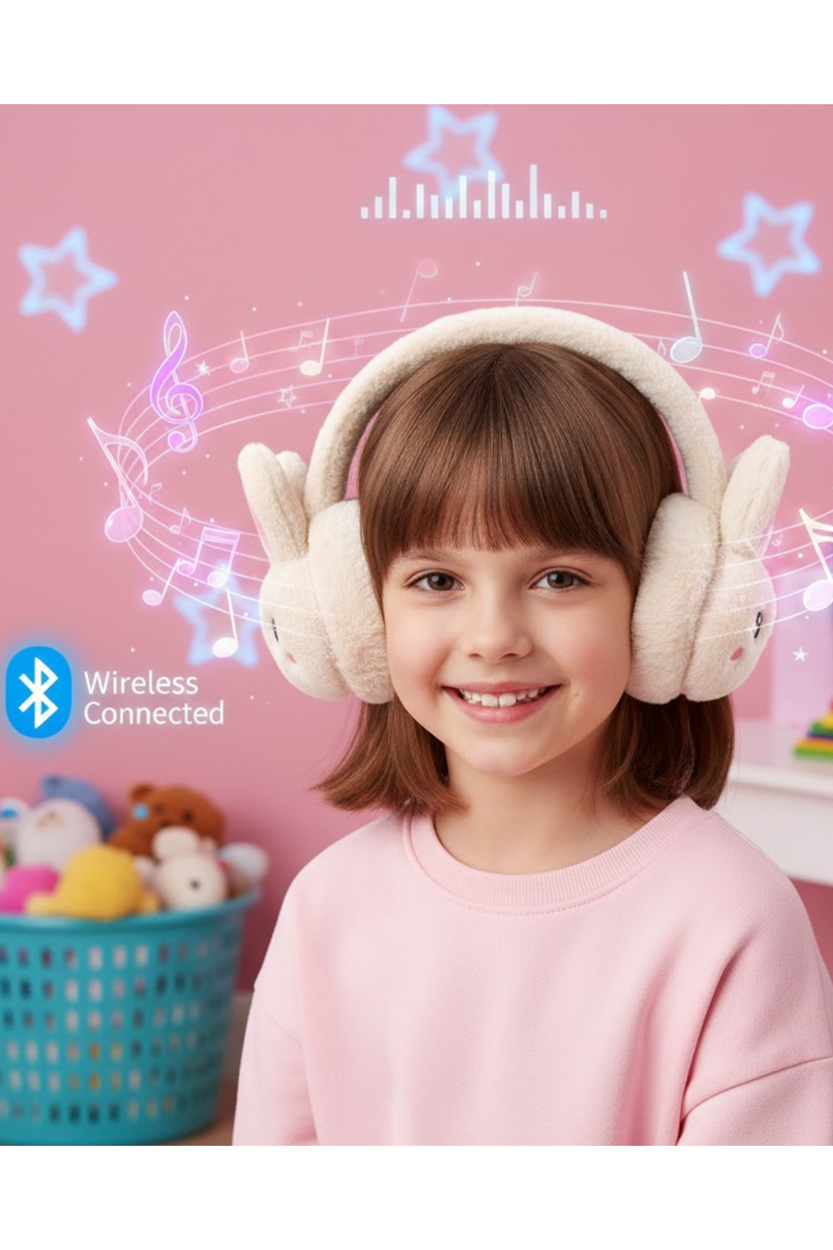 Kablosuz Peluş Bluetooth Kulaklık Mikrofonlu Şarjlı Müzik Çalar