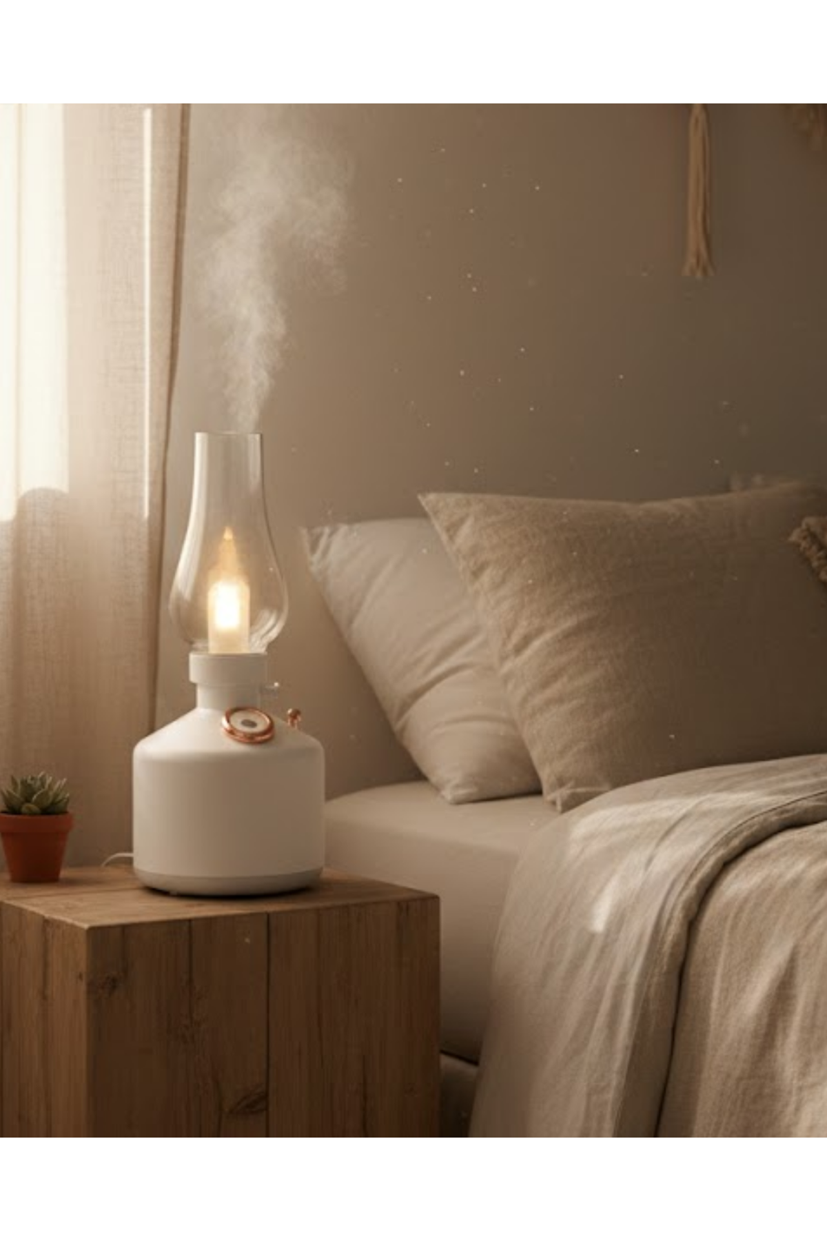 Vintage Dekoratif Gaz Lambası Görünümlü Aromaterapi Difüzör 1200 mAh USB Şarjlı