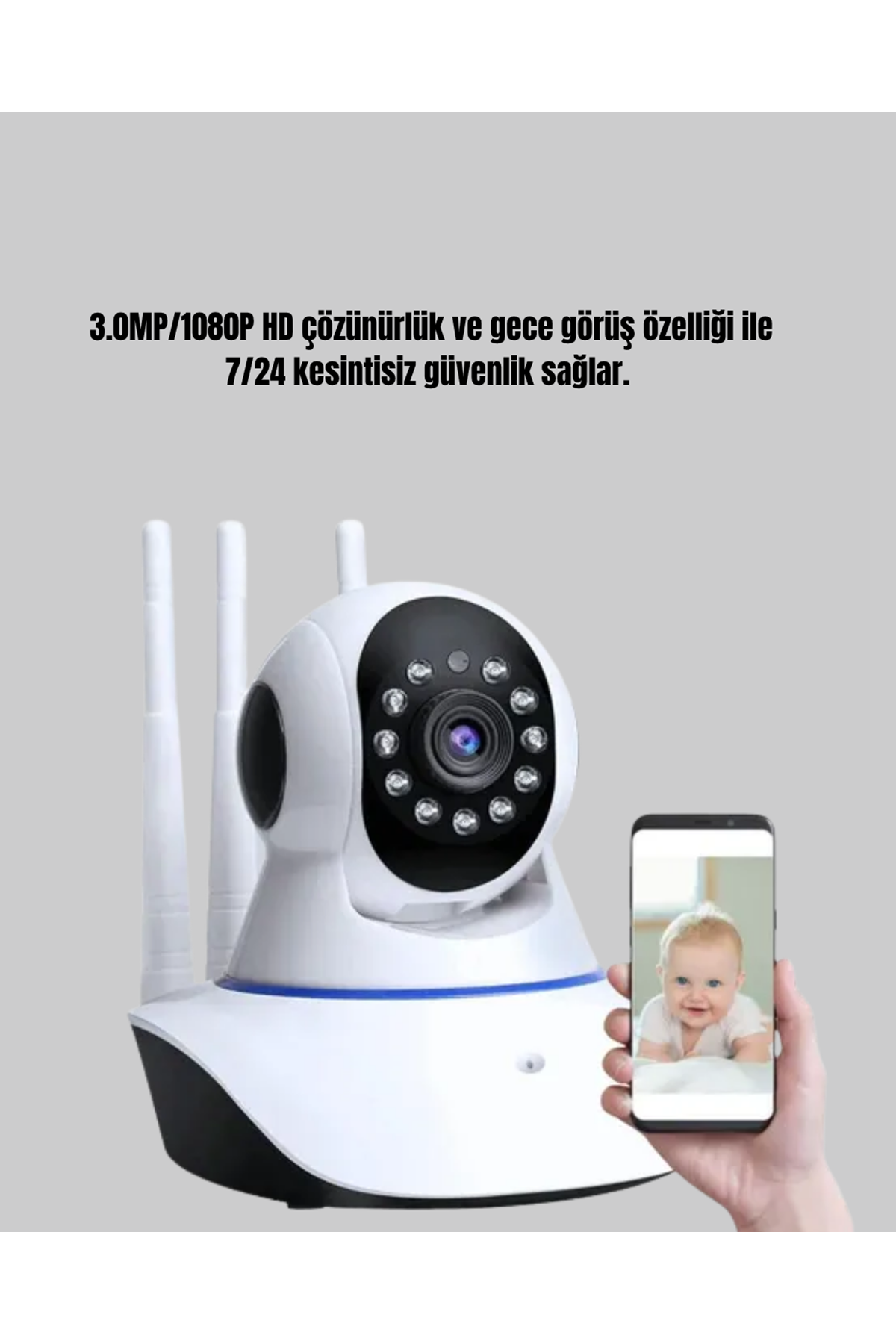 Full HD Akıllı IP Kamera – Gece Görüşlü, Hareket Sensörlü, Çift Yönlü Ses ve Online Kayıt Özellikli