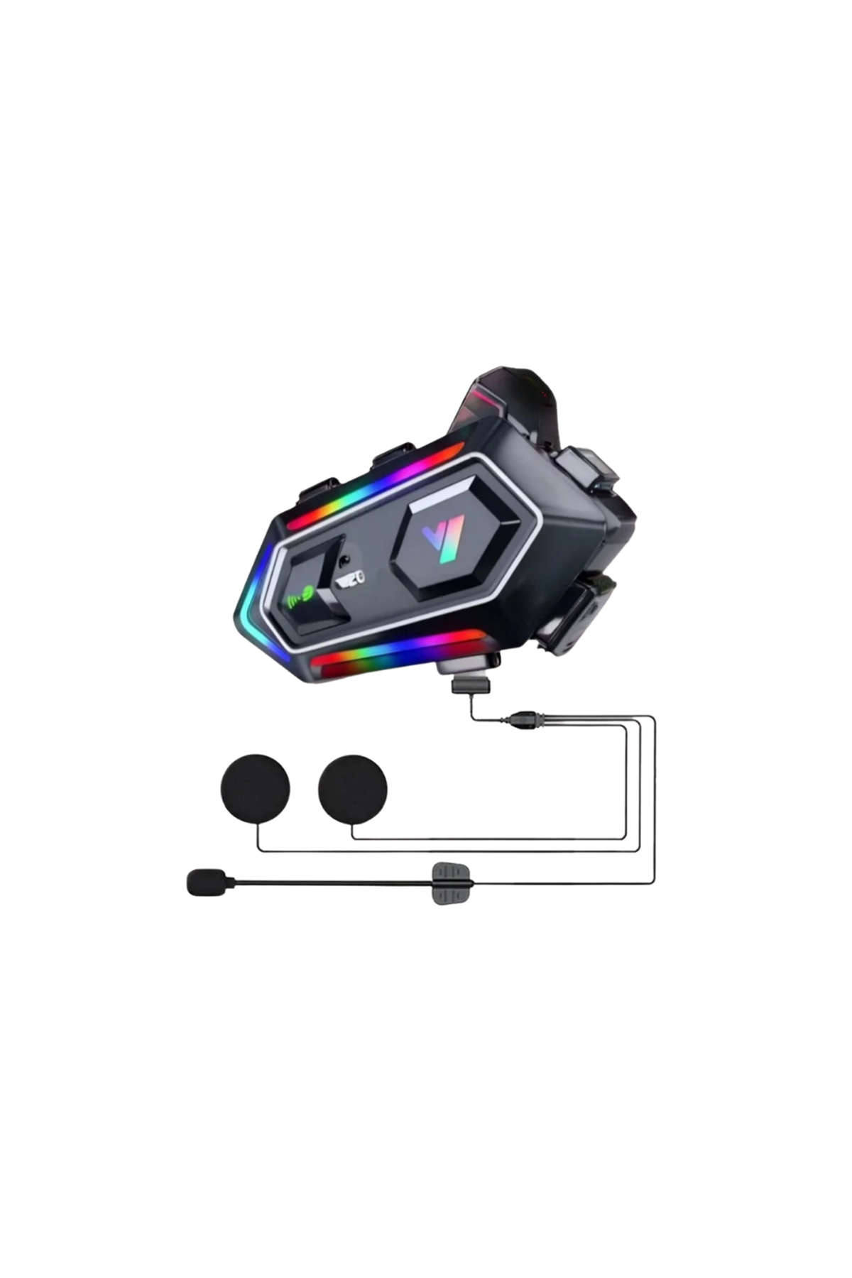 16 Mod RGB Işıklı Motosiklet Intercom Çift Telefon Destekli