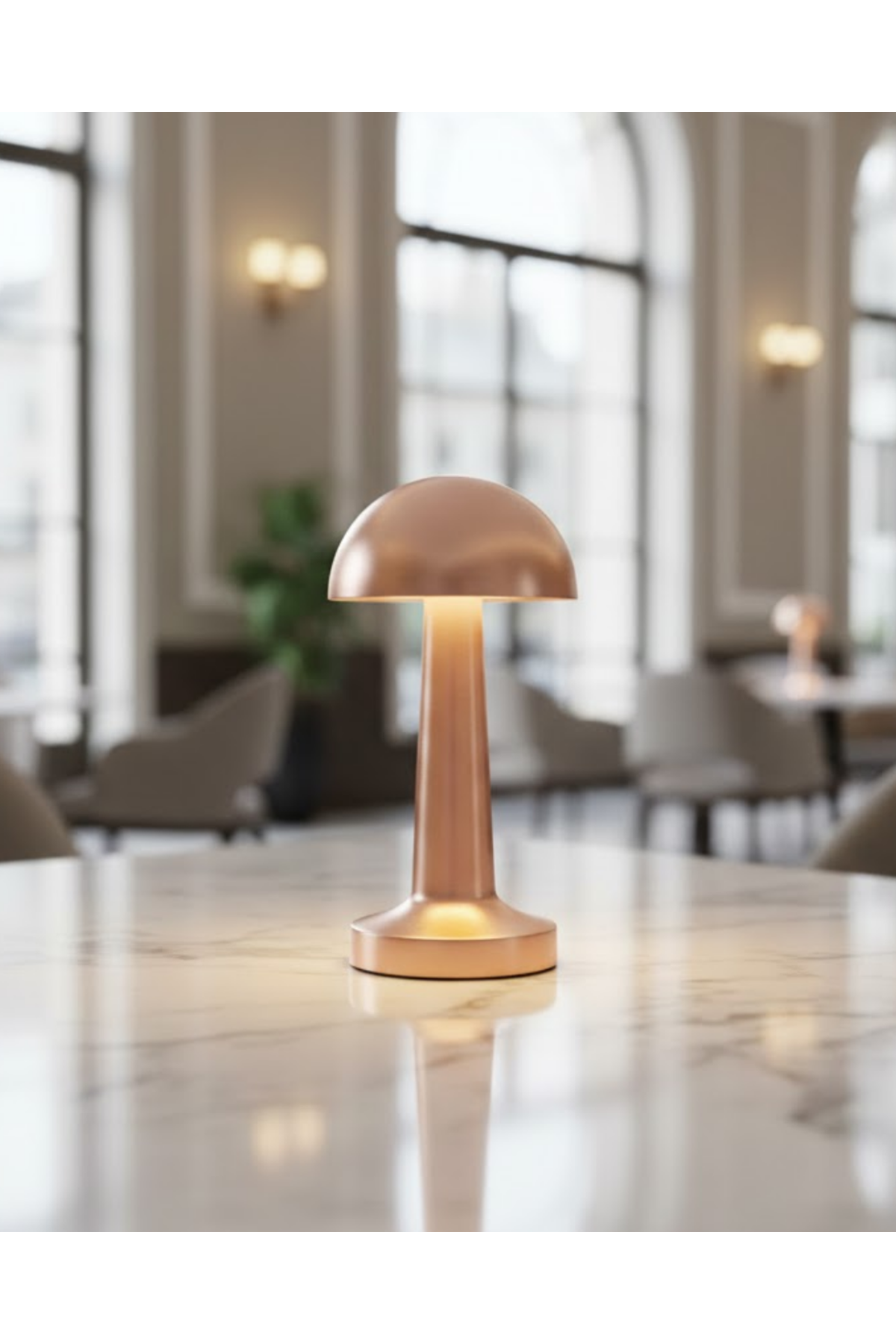 Şarjlı LED Masa Lambası 3 Kademe Dokunmatik Bronz Modern Tasarım
