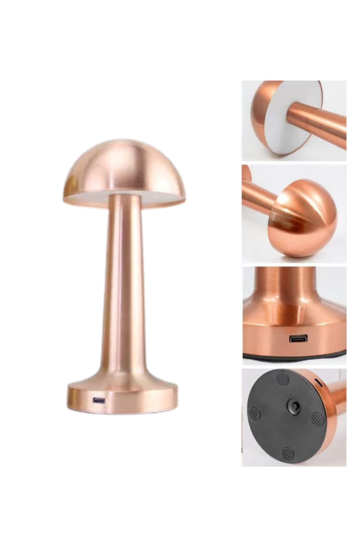 Bronz Dokunmatik Masa Lambası 3 Renk LED Şarjlı Kablosuz USB Çıkışlı