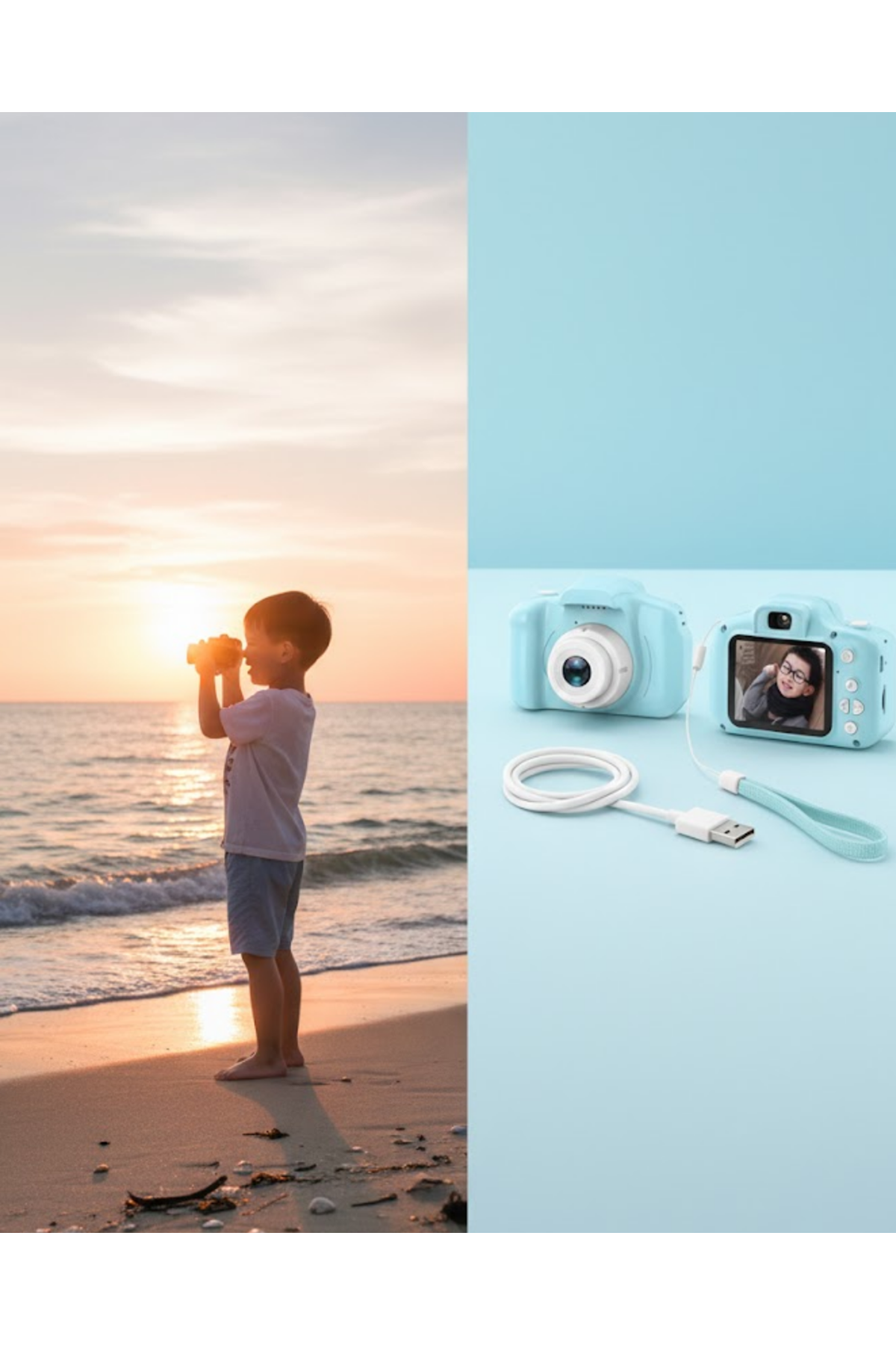 Mavi Taşınabilir Mini Kamera HD Video Fotoğraf Çekimli USB Şarjlı Hafıza Kart Destekli