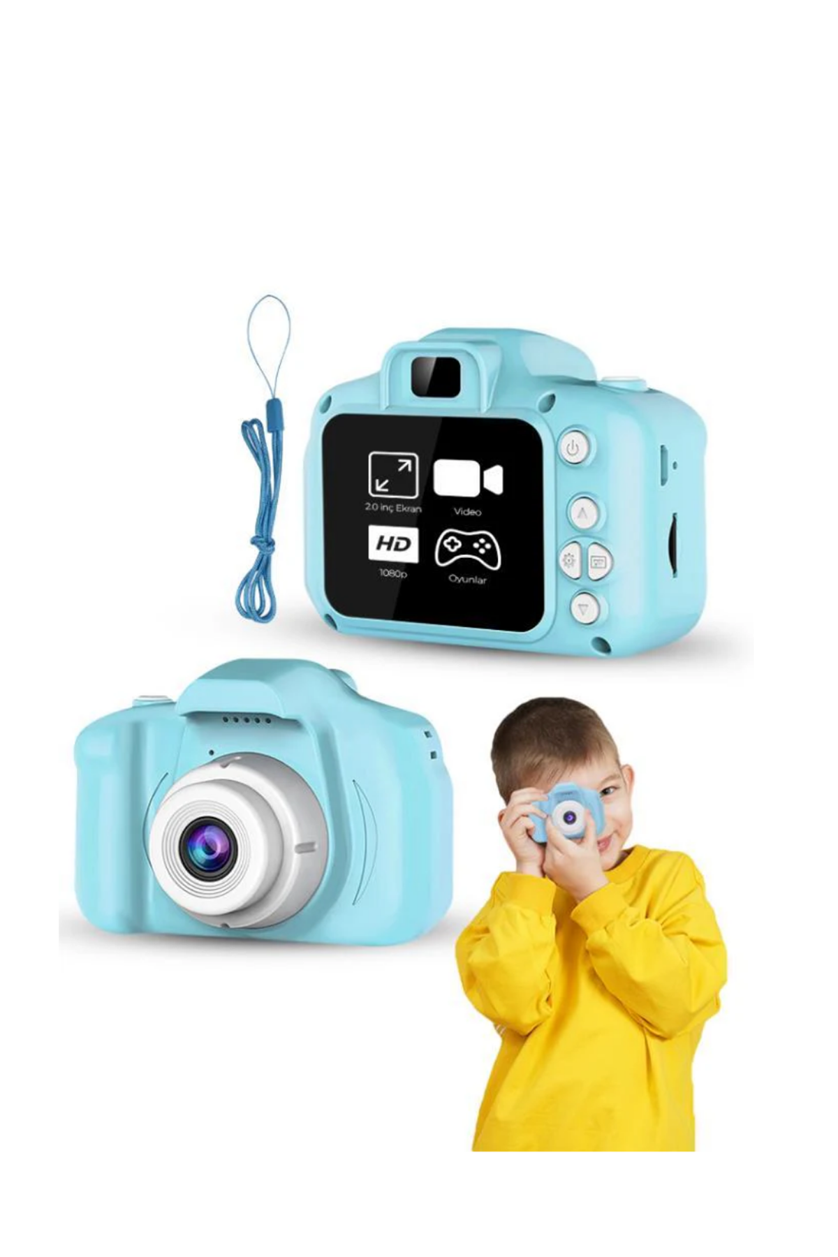 Mavi Taşınabilir Mini Kamera HD Video Fotoğraf Çekimli USB Şarjlı Hafıza Kart Destekli