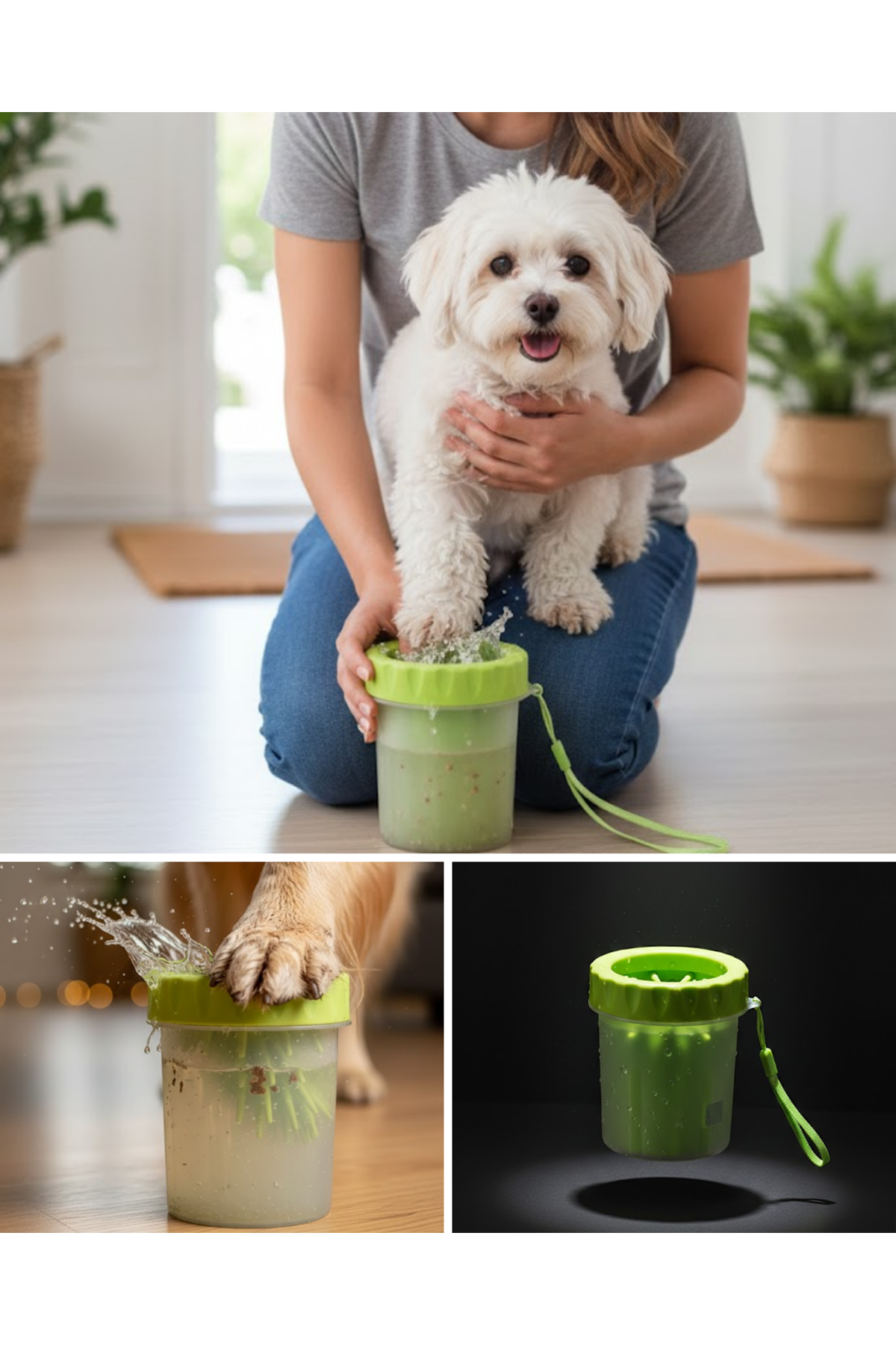 Taşınabilir Köpek Ayak Temizleme Aparatı Silikon Fırçalı