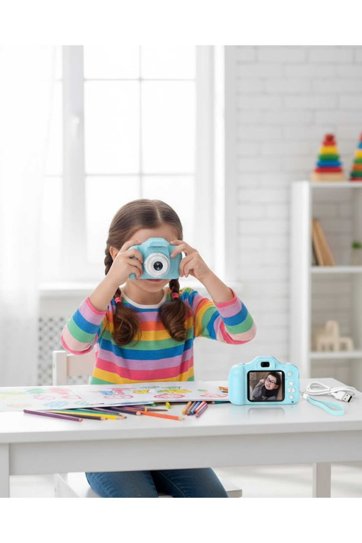 Mavi HD Taşınabilir Mini Kamera Video Kayıt ve Fotoğraf Çekim Özellikli
