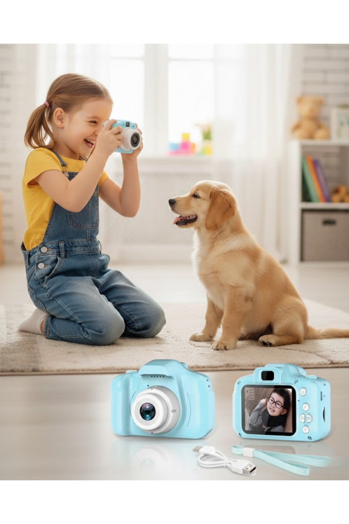 Mavi Kompakt HD Dijital Kamera Video ve Fotoğraf Kayıt Özellikli Taşınabilir Model