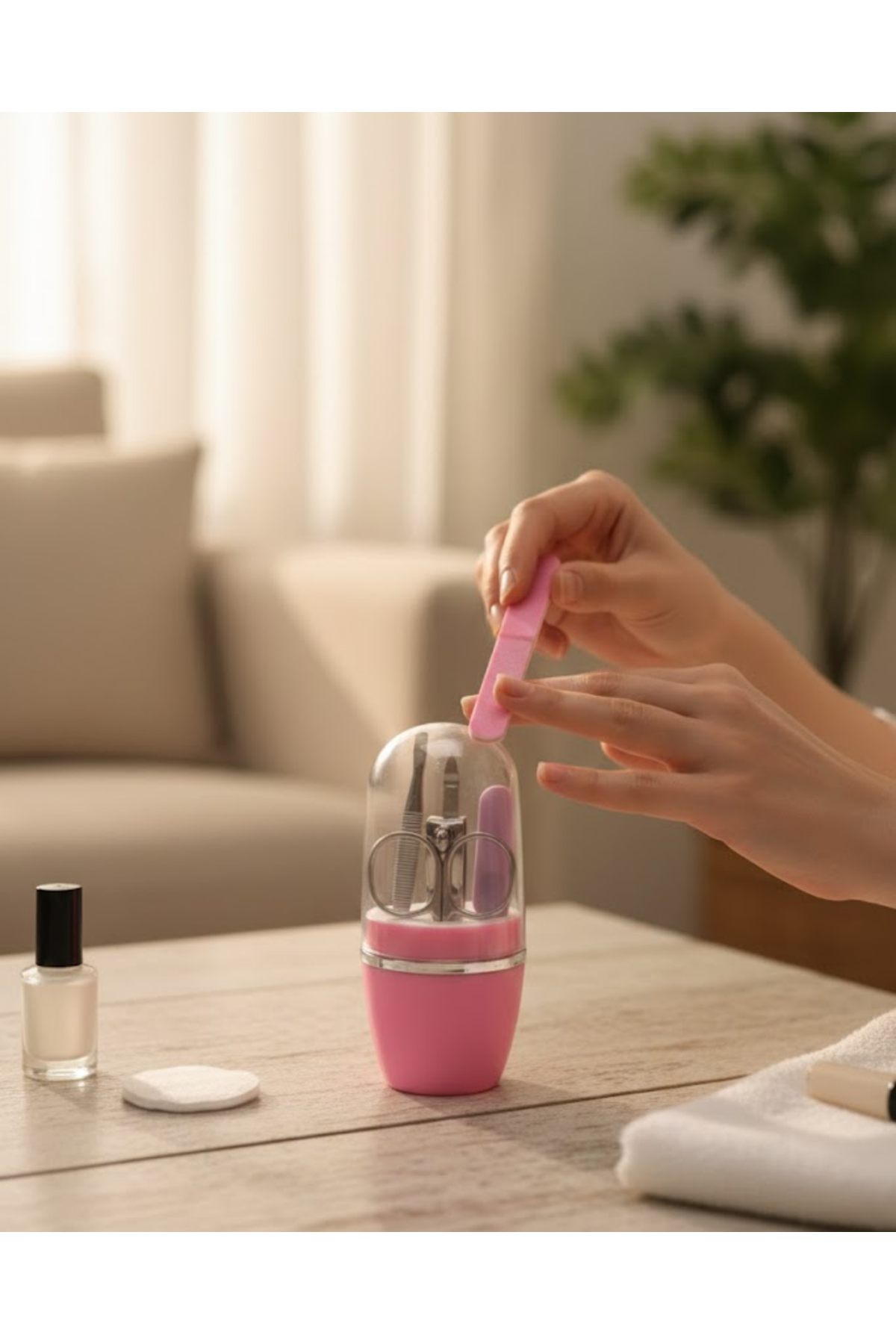 Tırnak Bakım Manikür Pedikür Seti 4 Parça Pembe Minimal ve Dayanıklı