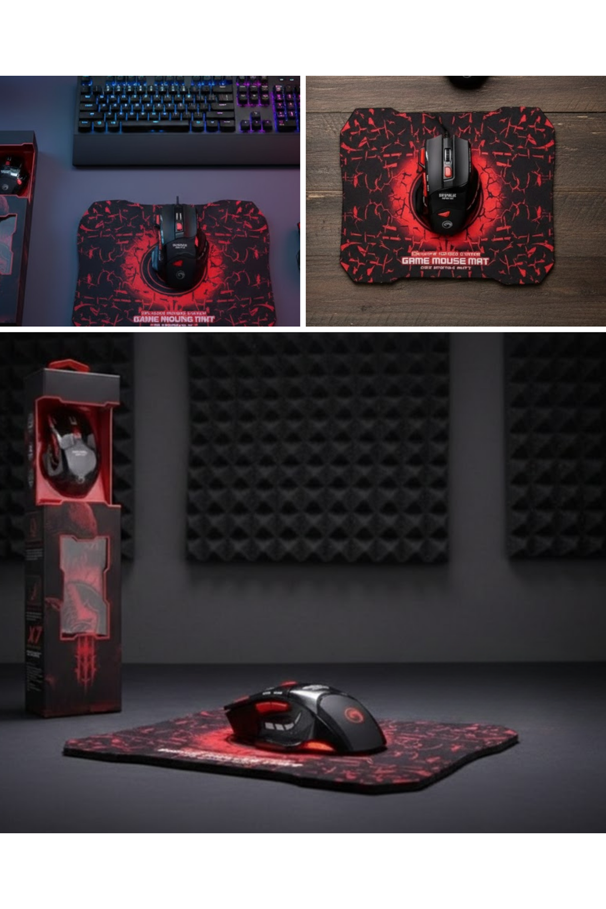 Profesyonel Oyuncu Mouse Seti Dokuma USB Kablolu RGB Aydınlatmalı