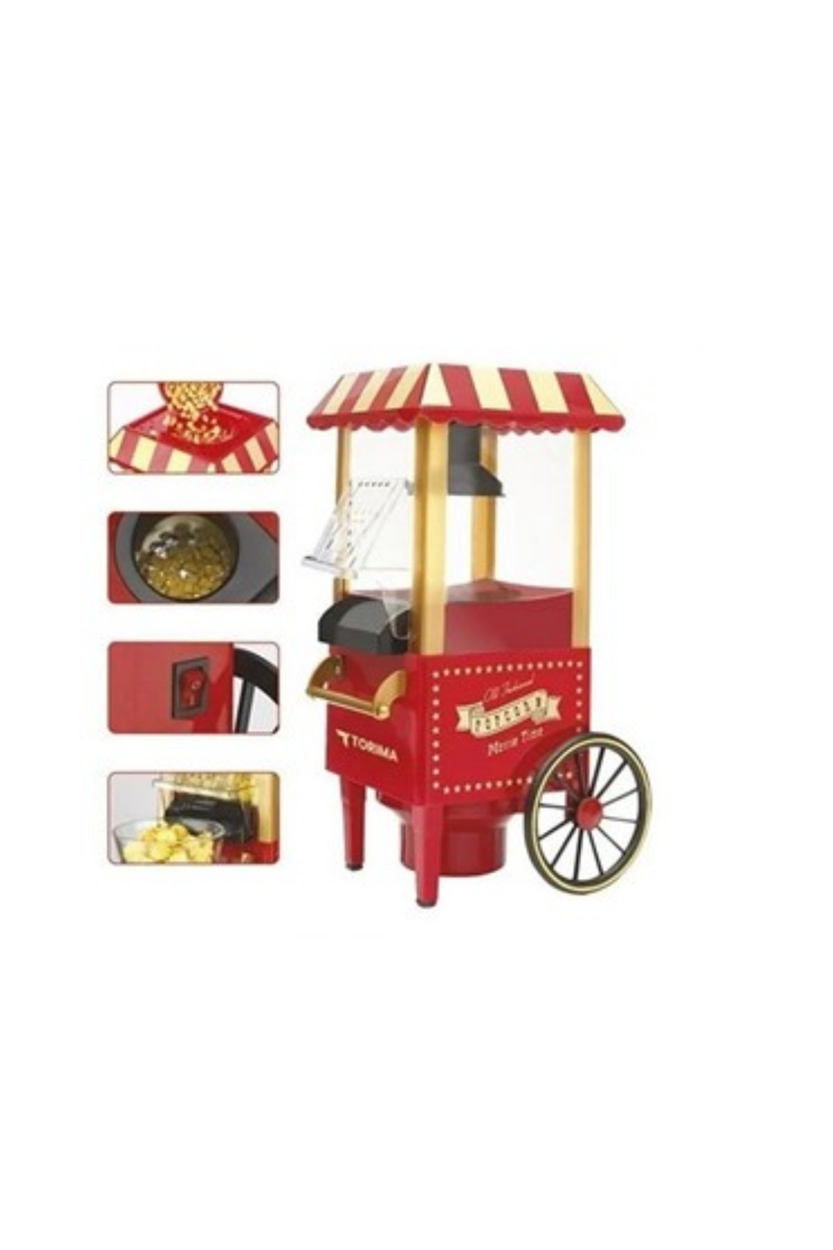 Nostaljik Tasarımlı Yağsız Mısır Patlatma Makinesi