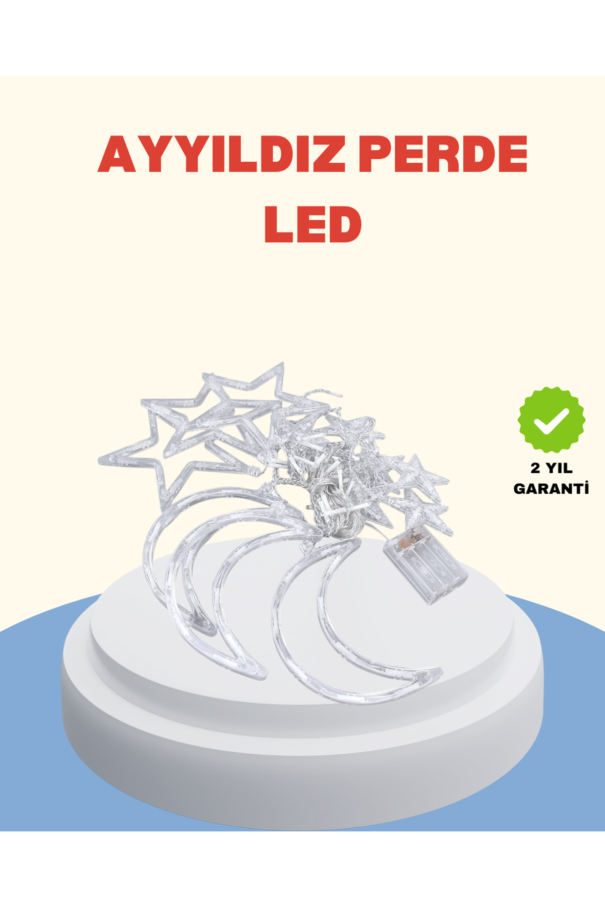 Yıldız Ay Tasarımlı Prizli Perde LED Işık İç Mekan Dekoru