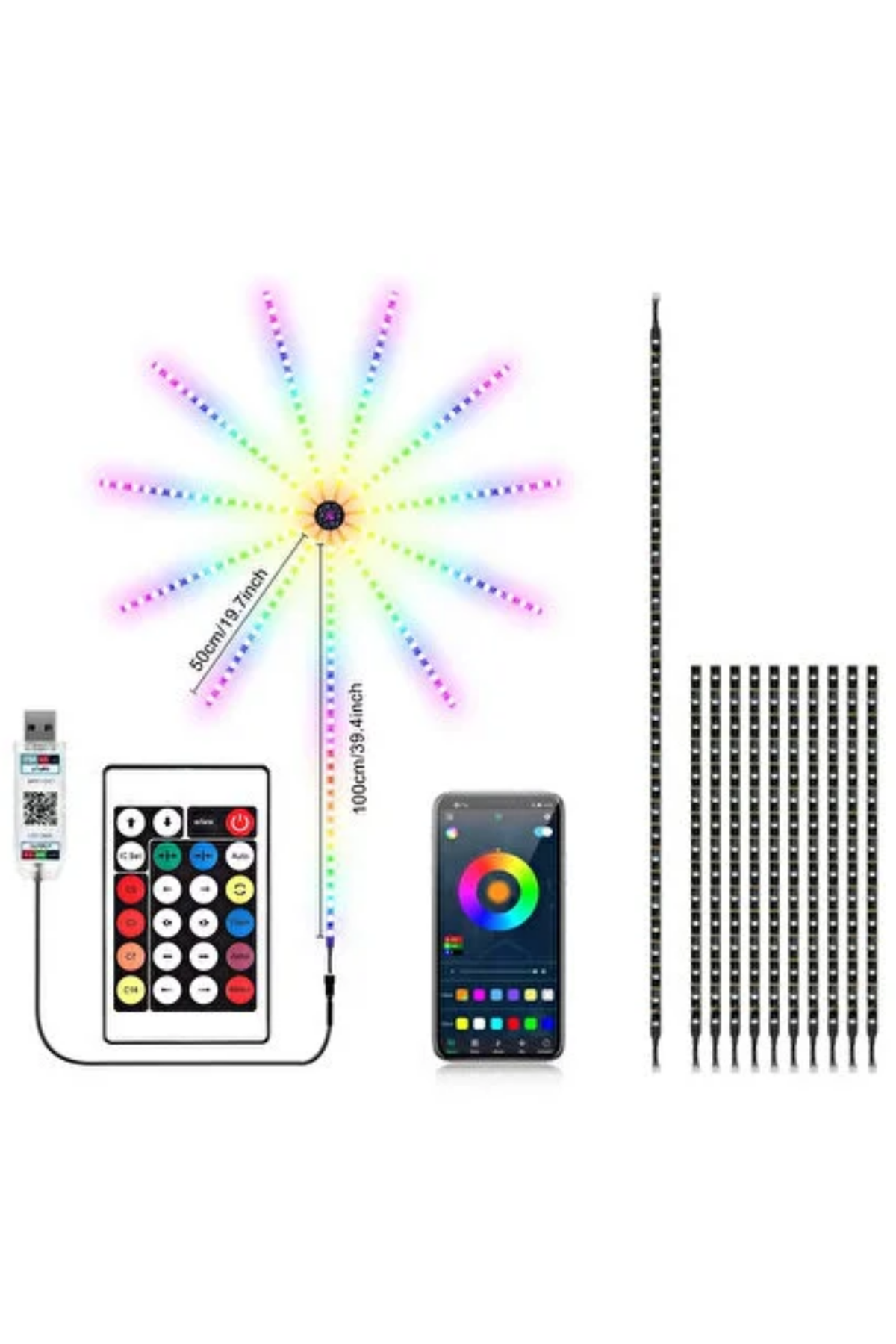 Modüler RGB LED Duvar Işığı Havai Fişek Efektli Uzaktan Kumandalı